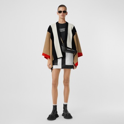 Striped Wool Cashmere Cape in Archive 