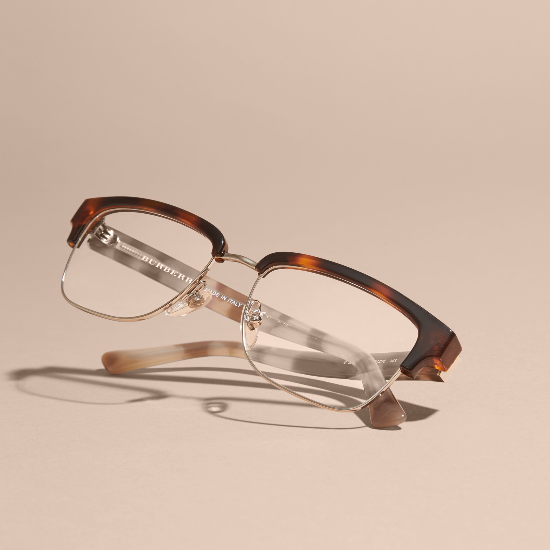 Half-rimmed Oval Optical Frames Light Russet Brown Burberry