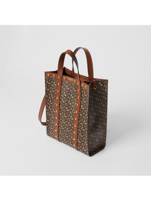 Burberry Portrait Tote Monogram Print E-Canvas with Studded