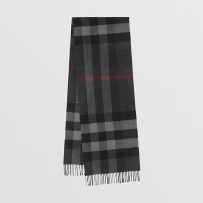 Check Cashmere Scarf in Charcoal | Burberry® Official