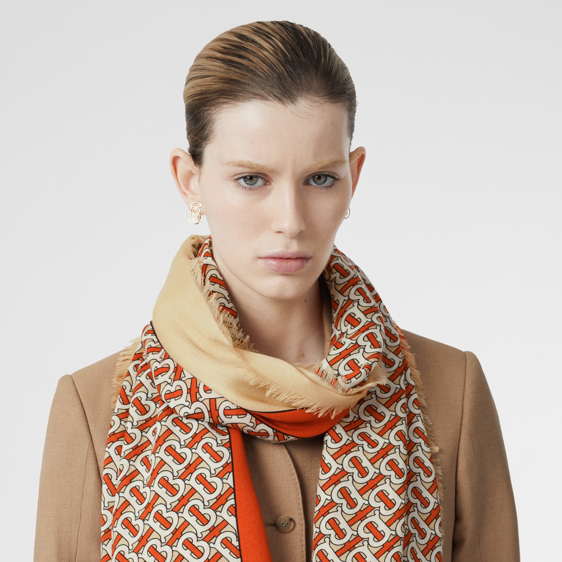 Monogram Print Lightweight Cashmere Scarf in Vermilion | Burberry United States