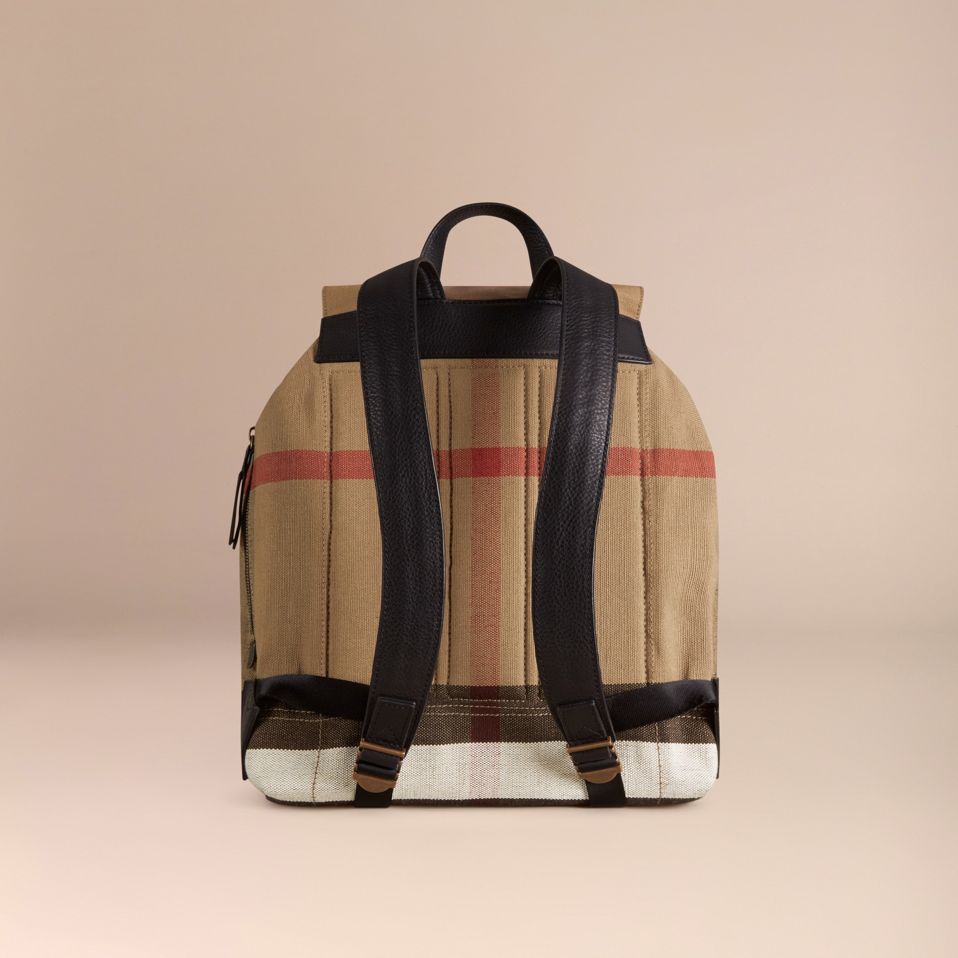 Canvas Check Backpack in Black Burberry United Kingdom