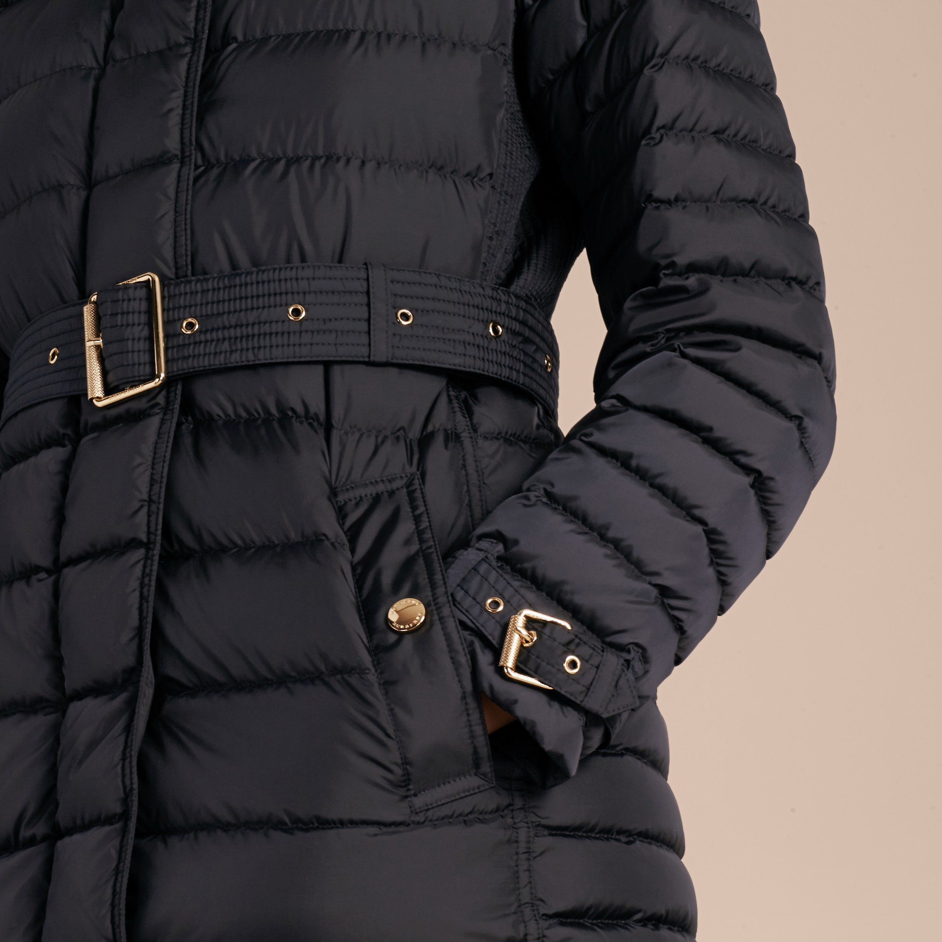 Down-filled Puffer Jacket with Packaway Hood in Navy - Women | Burberry