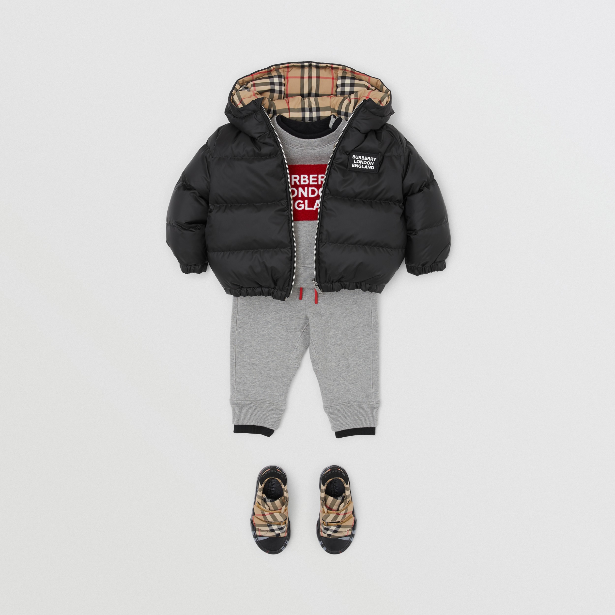 Reversible Vintage Check Down-filled Puffer Jacket in Black - Children ...