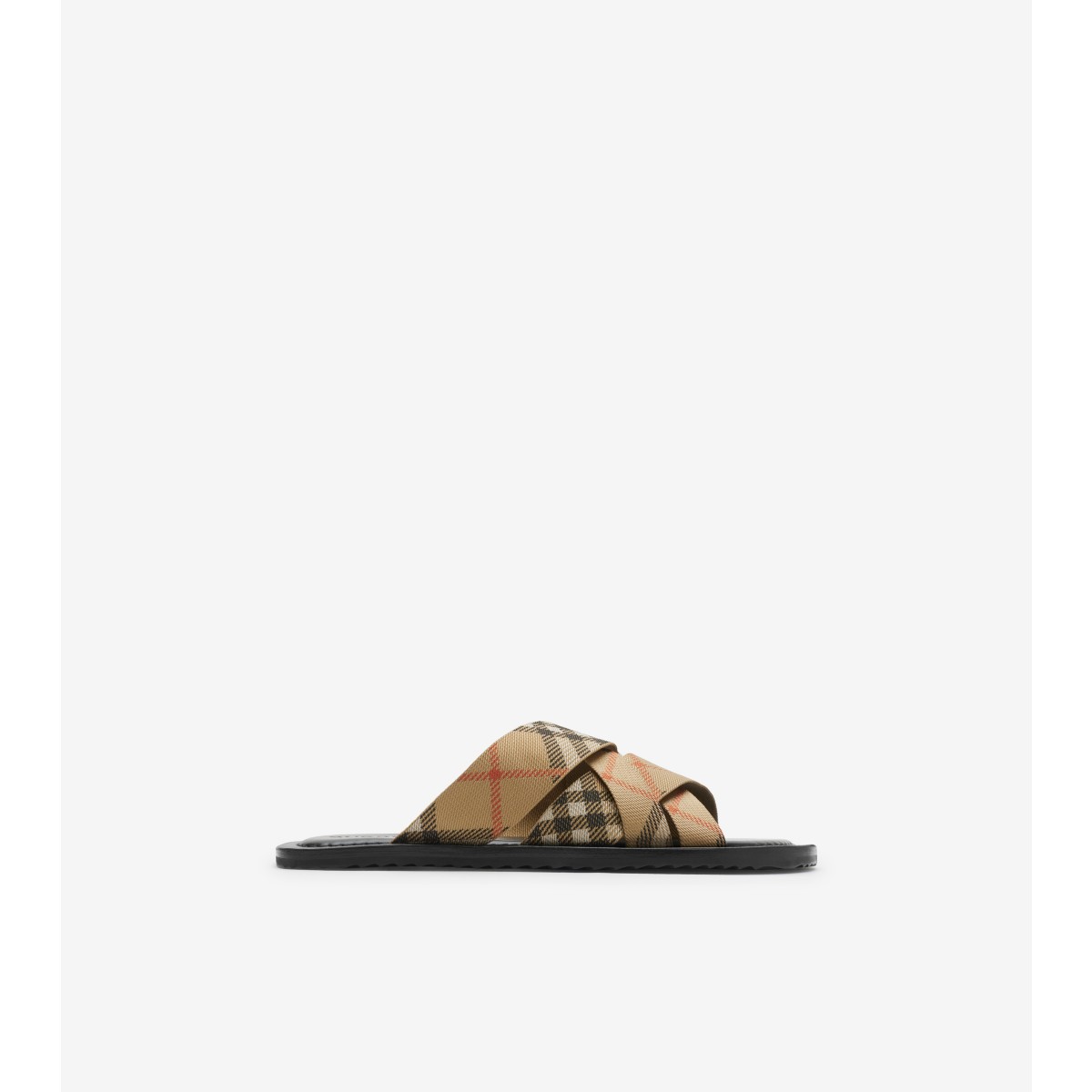 Burberry Check Pavilion Slides​ In Sand