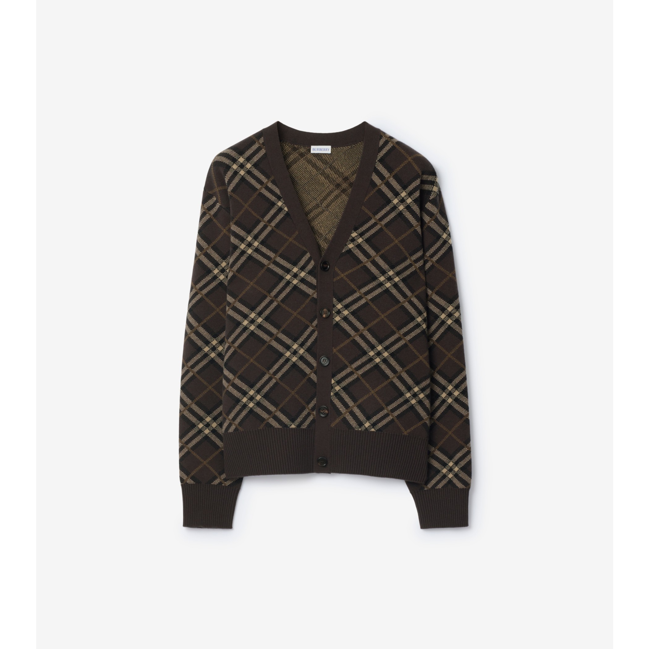 Check Wool Cashmere Cardigan