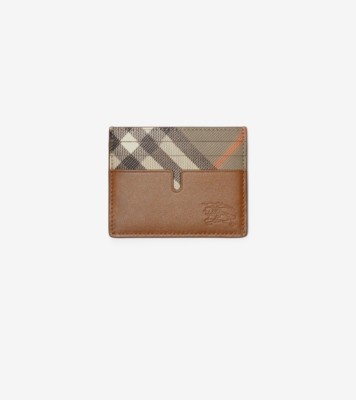 Burberry ストラップ付財布 Check Bifold Wallet in Sand beige - Men | Burberry® Official