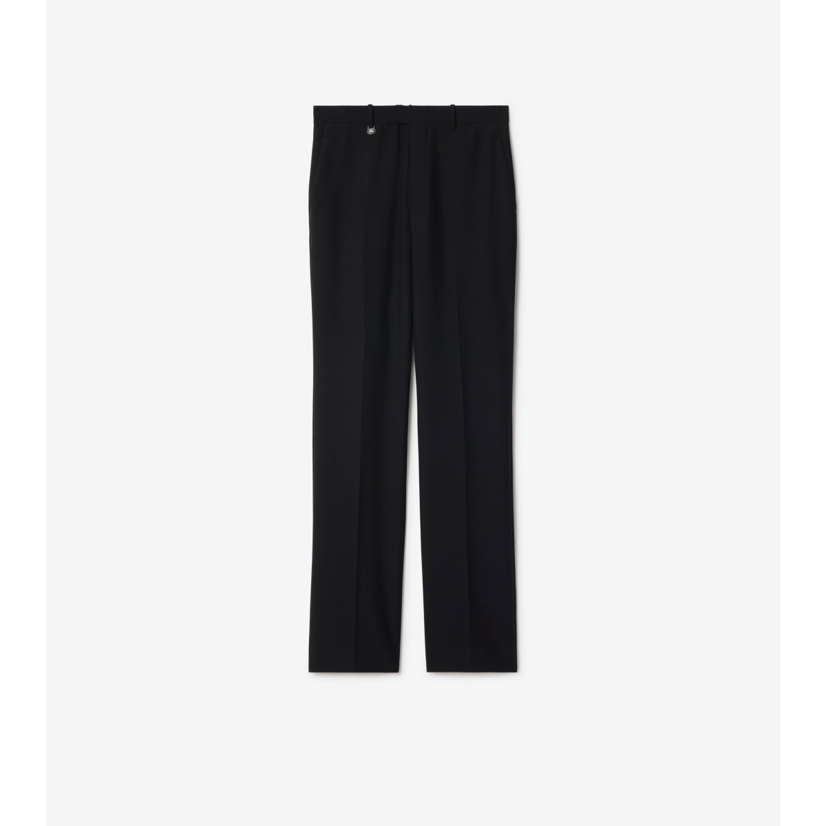 Burberry Suit Pants In Navy Blue Wool. Straight-leg Cut. Zippered Closure And Belt Clip. In Black