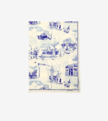 London Landmarks Wool Silk Scarf in Knight blue | Burberry® Official
