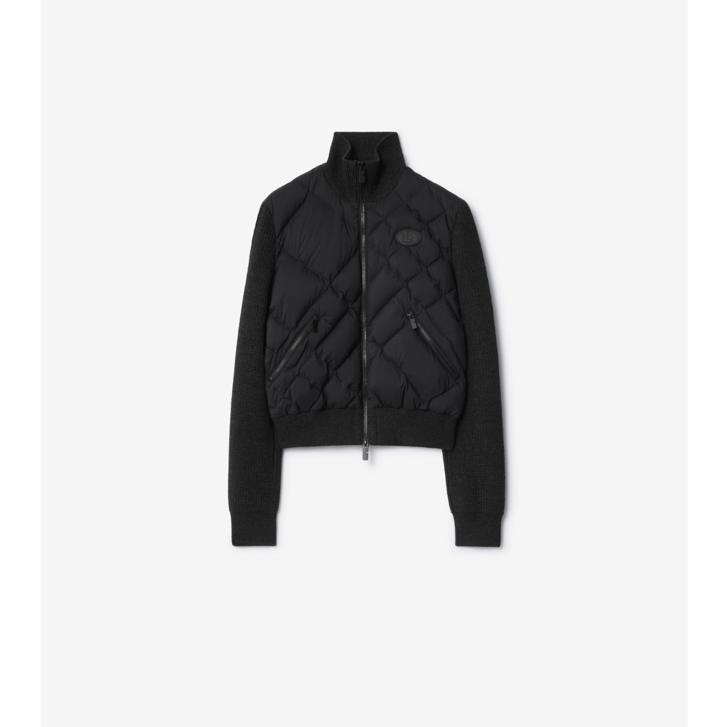 Check-stitch Nylon and Wool Jacket