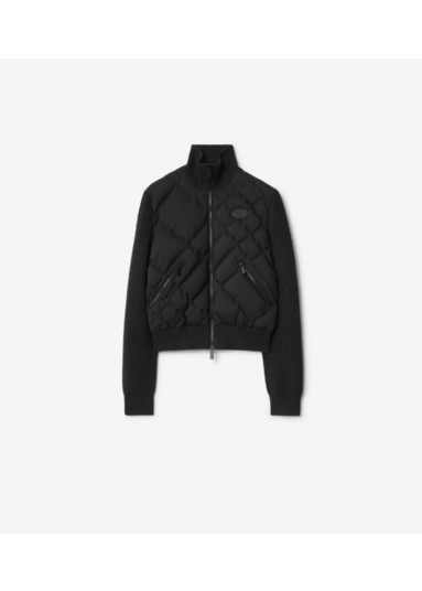 Check-stitch Nylon and Wool Jacket