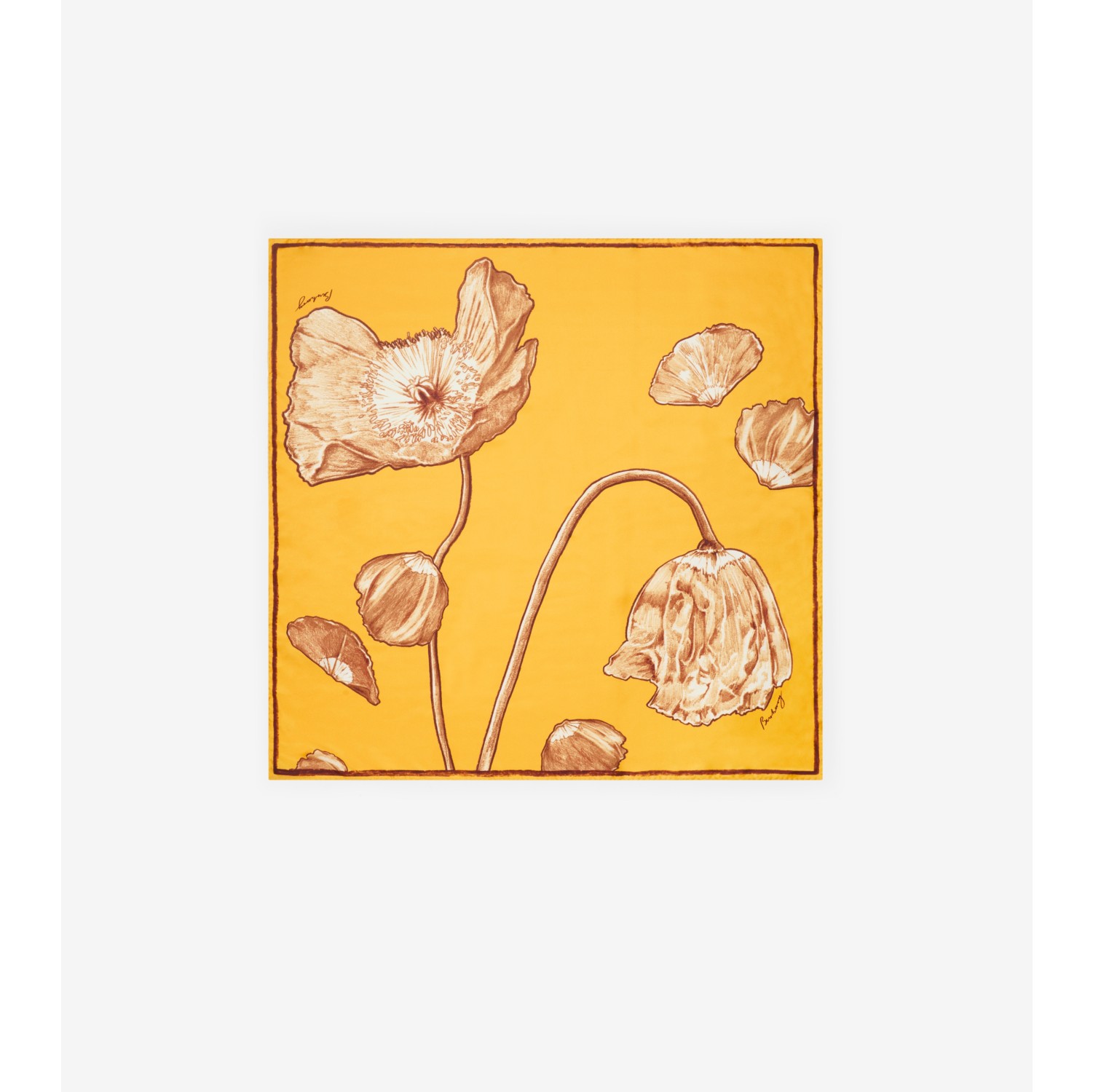 Seidenschal mit Mohnblumen-Motiv