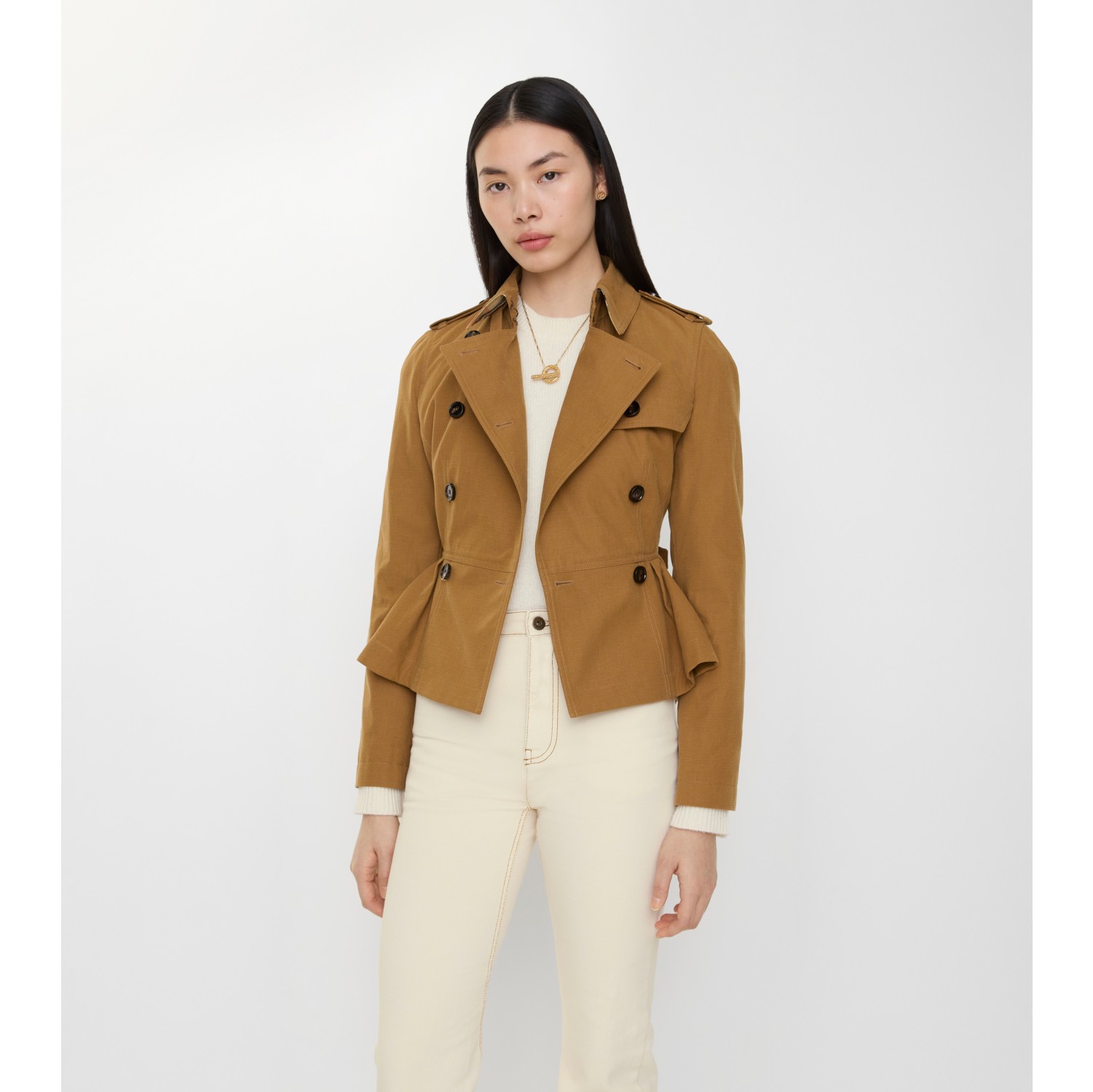 Cotton Isabella Trench Jacket in Teak brown - Women | Burberry
