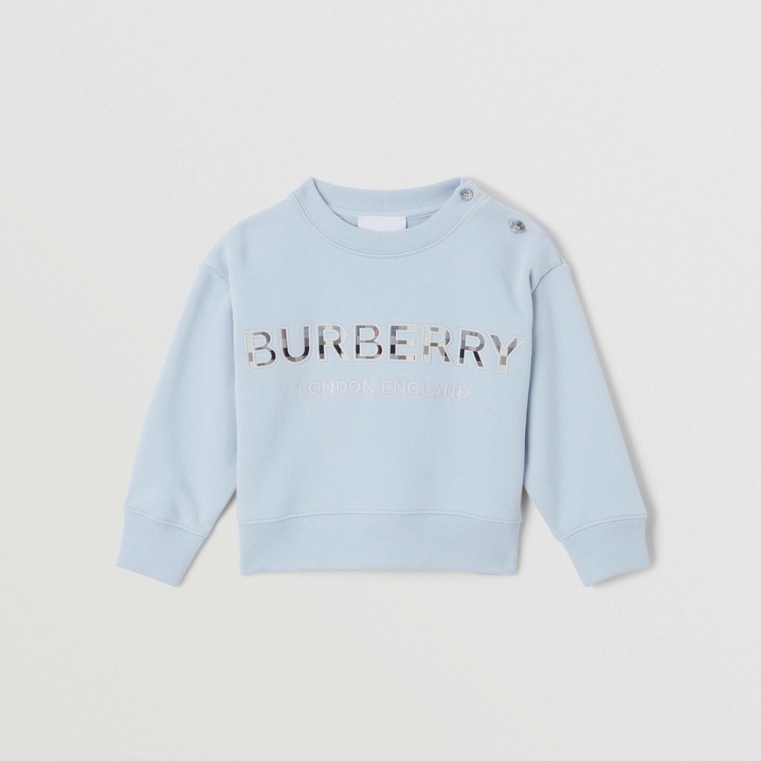 Embroidered Logo Cotton Sweatshirt in Ice Blue - Children | Burberry® Official - 1