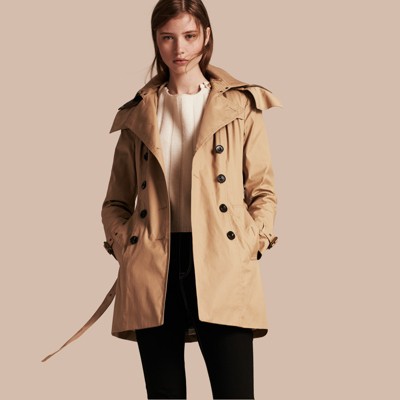 Hooded Trench Coat with Warmer Light Camel | Burberry