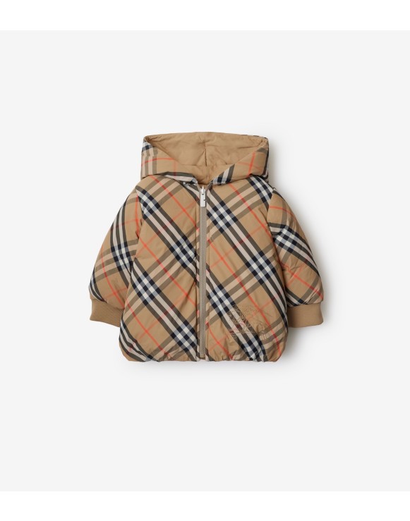 Reversible Check Nylon Puffer Jacket