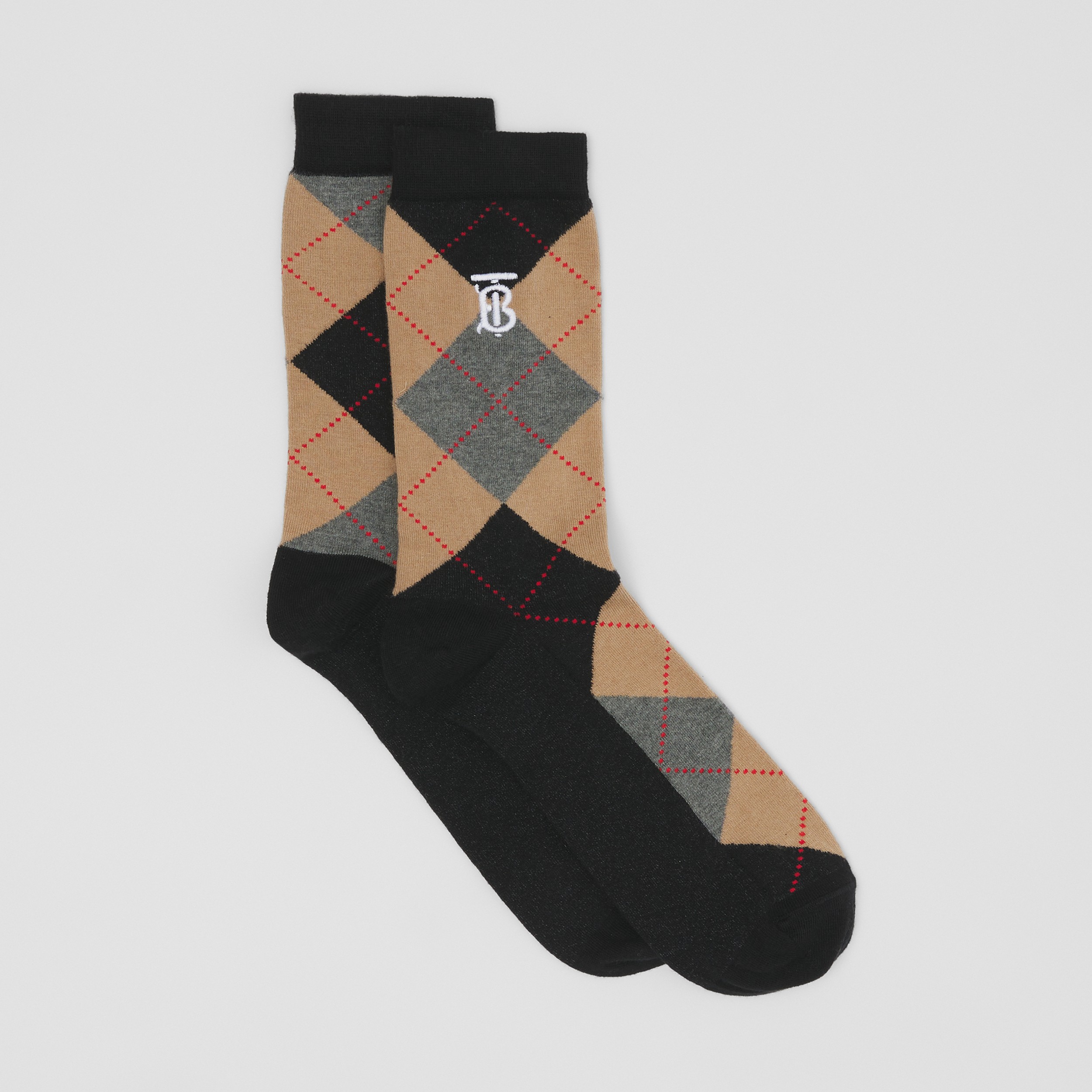 Argyle Intarsia Cotton Cashmere Blend Socks in Black | Burberry® Official - 4