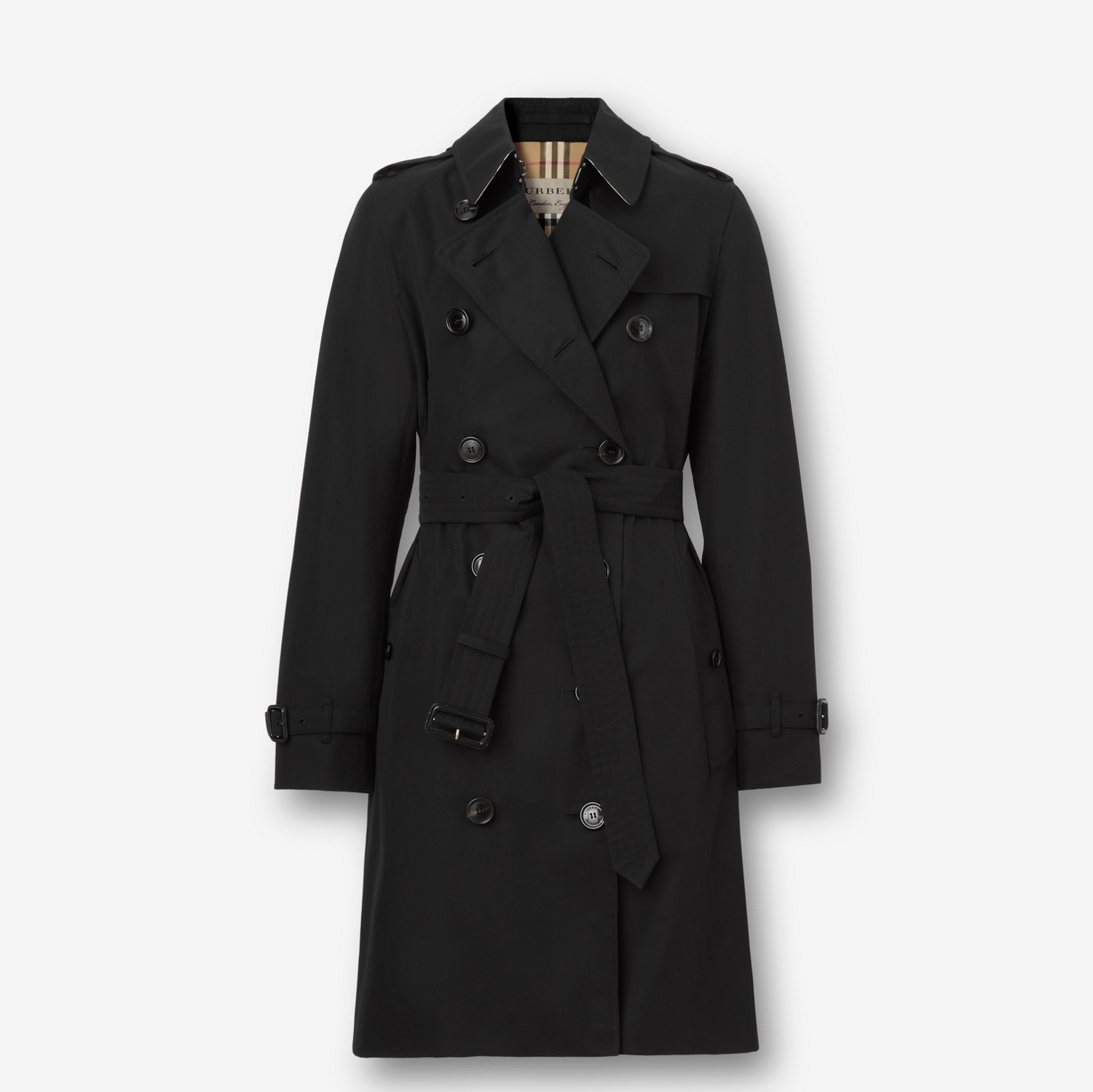 Trench coat Heritage Kensington de longitud media (Negro) - Mujer | Burberry® oficial