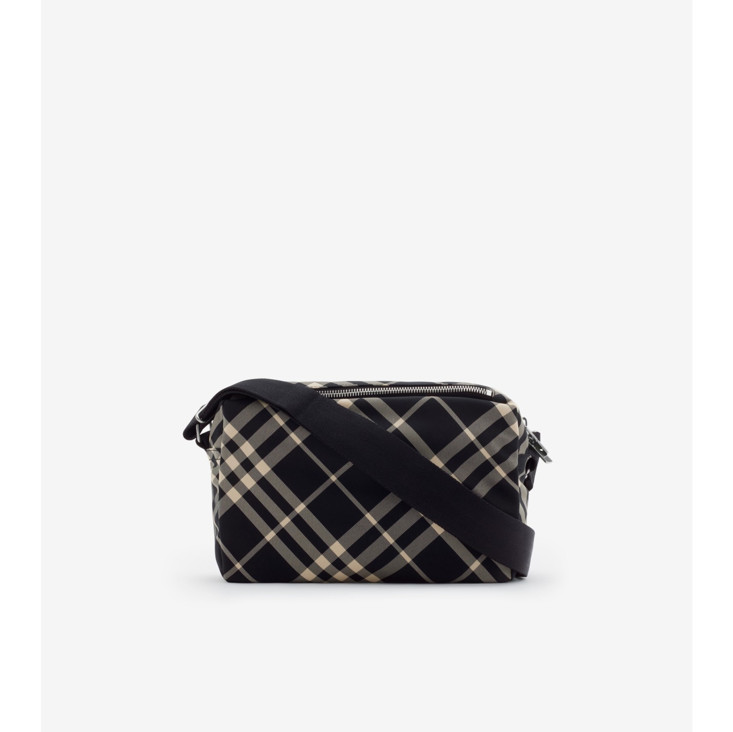 Check Crossbody Bag in Black calico Men Nylon Burberry Official