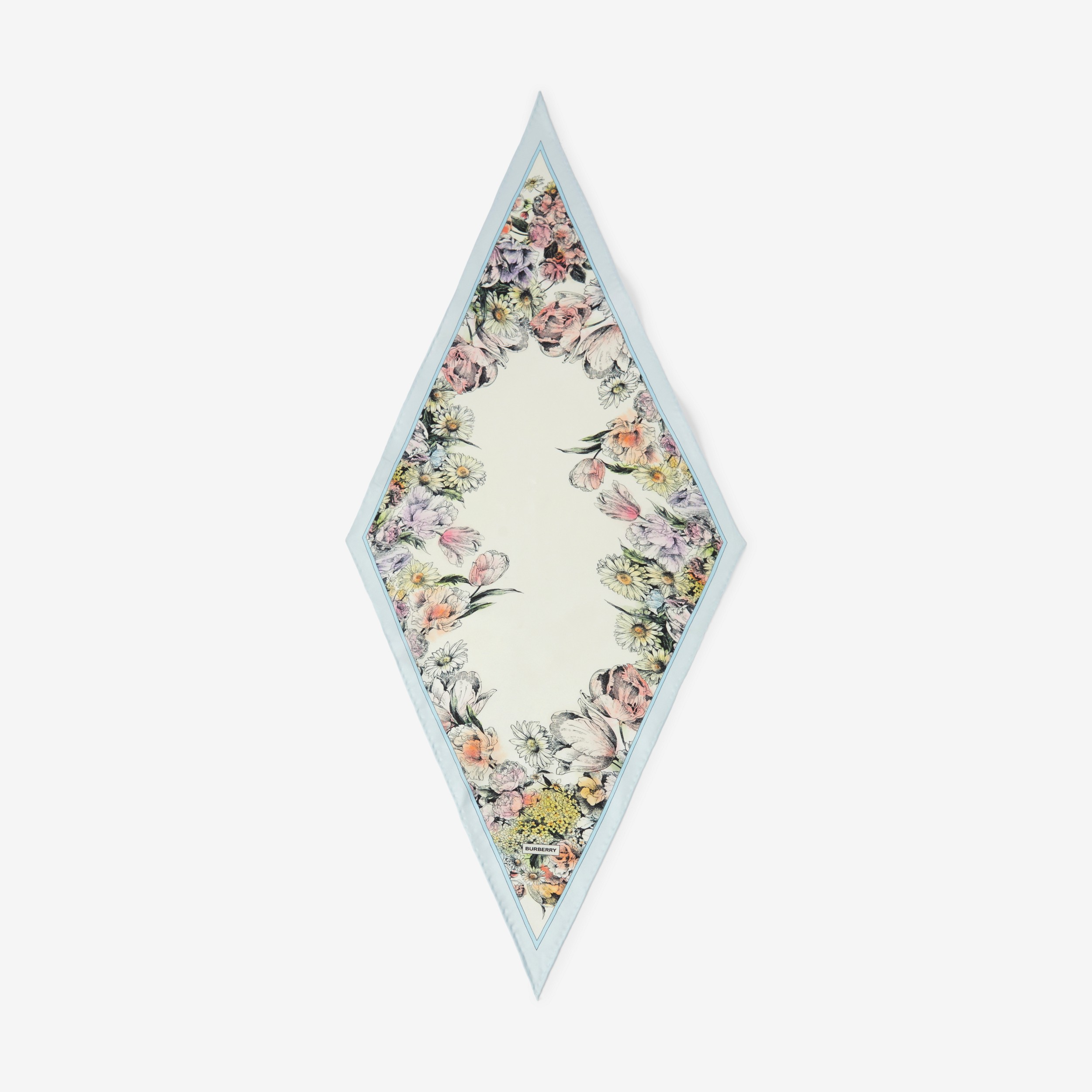 Lenço de seda em forma de diamante com estampa floral (Azul Claro) | Burberry® oficial - 2