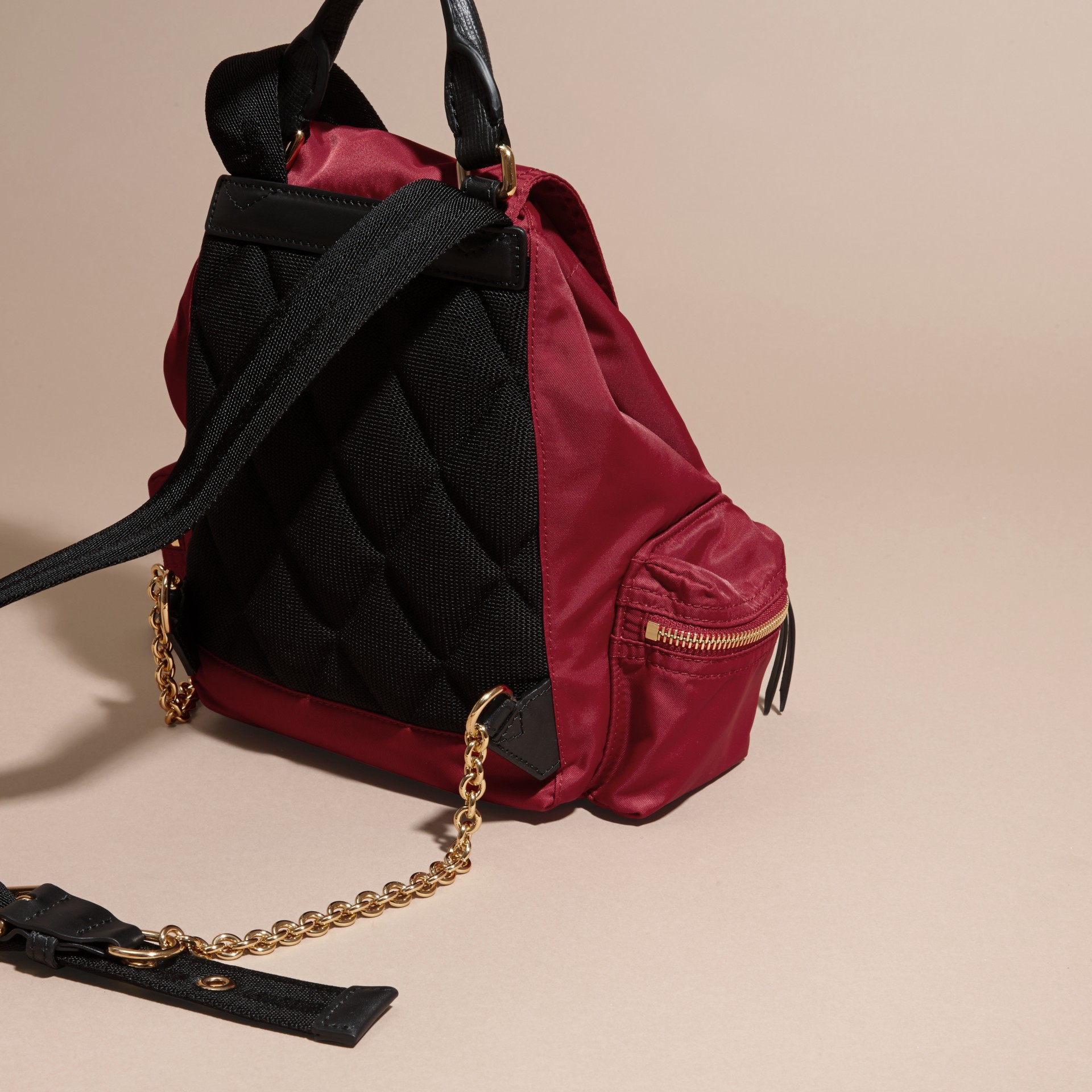 BURBERRY The Small Rucksack in Technical Nylon and Leather
