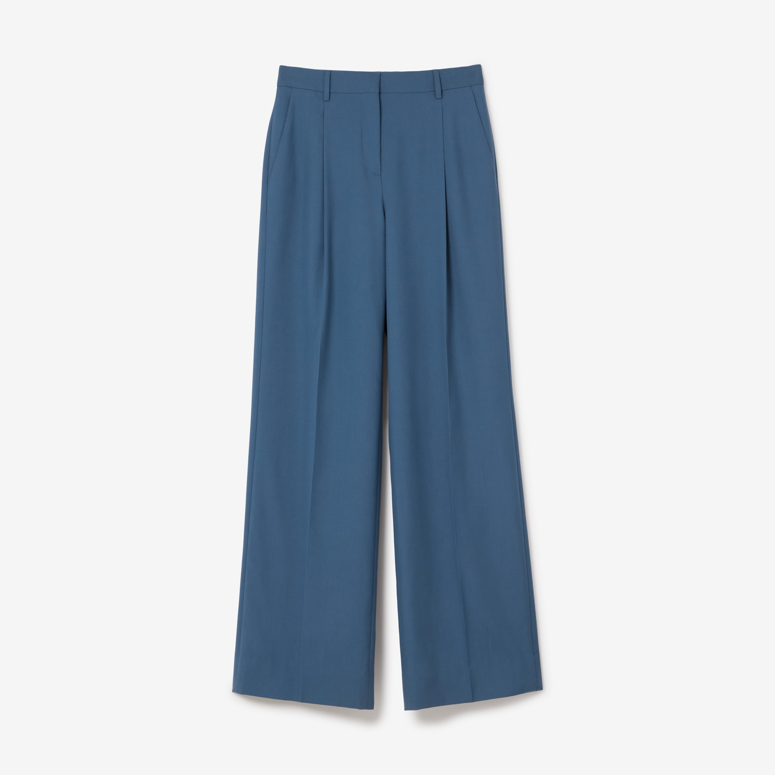 Wool Wide-leg Trousers in Muted Navy - Women | Burberry® Official - 1