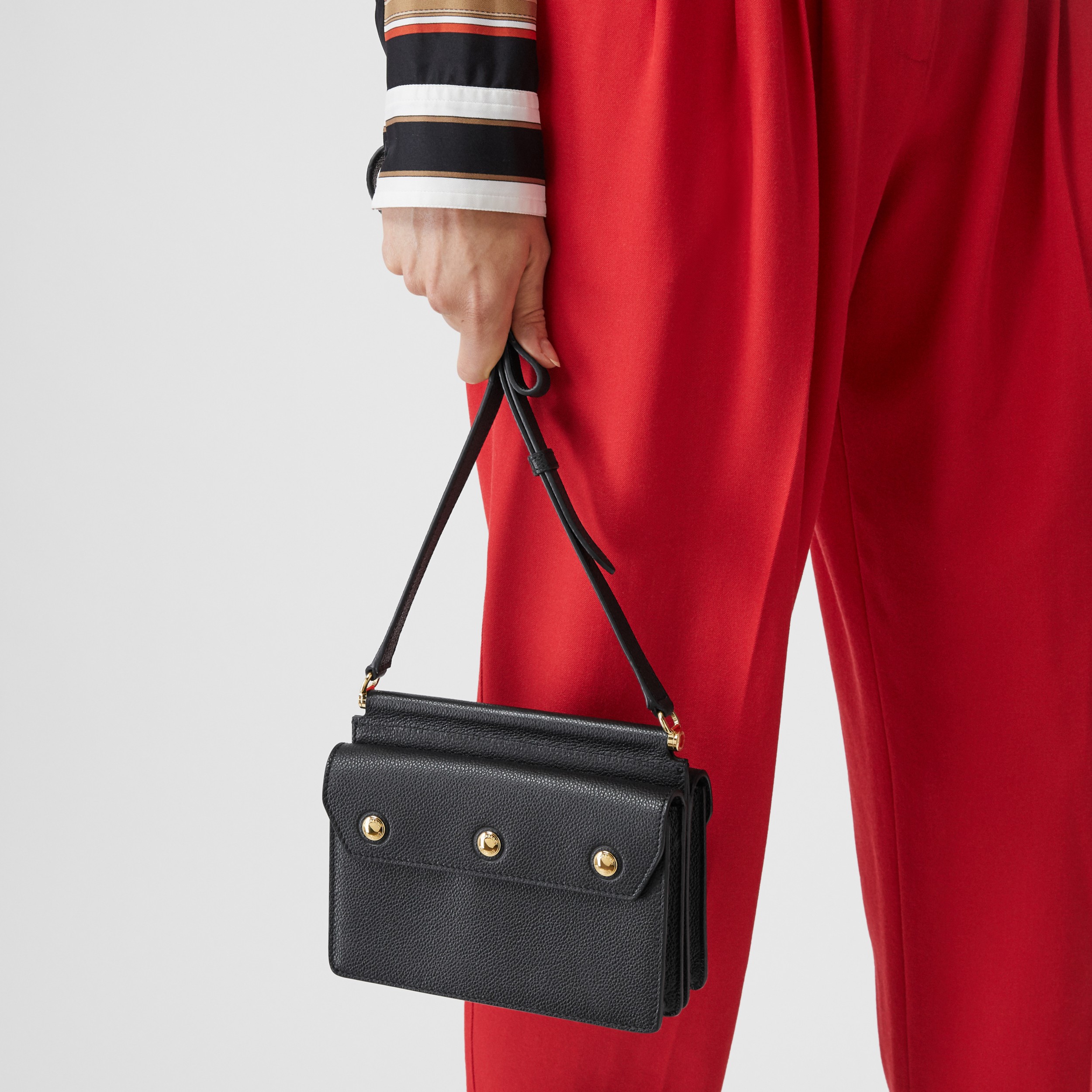 Mini Leather Title Bag with Pocket Detail in Black - Women | Burberry ...