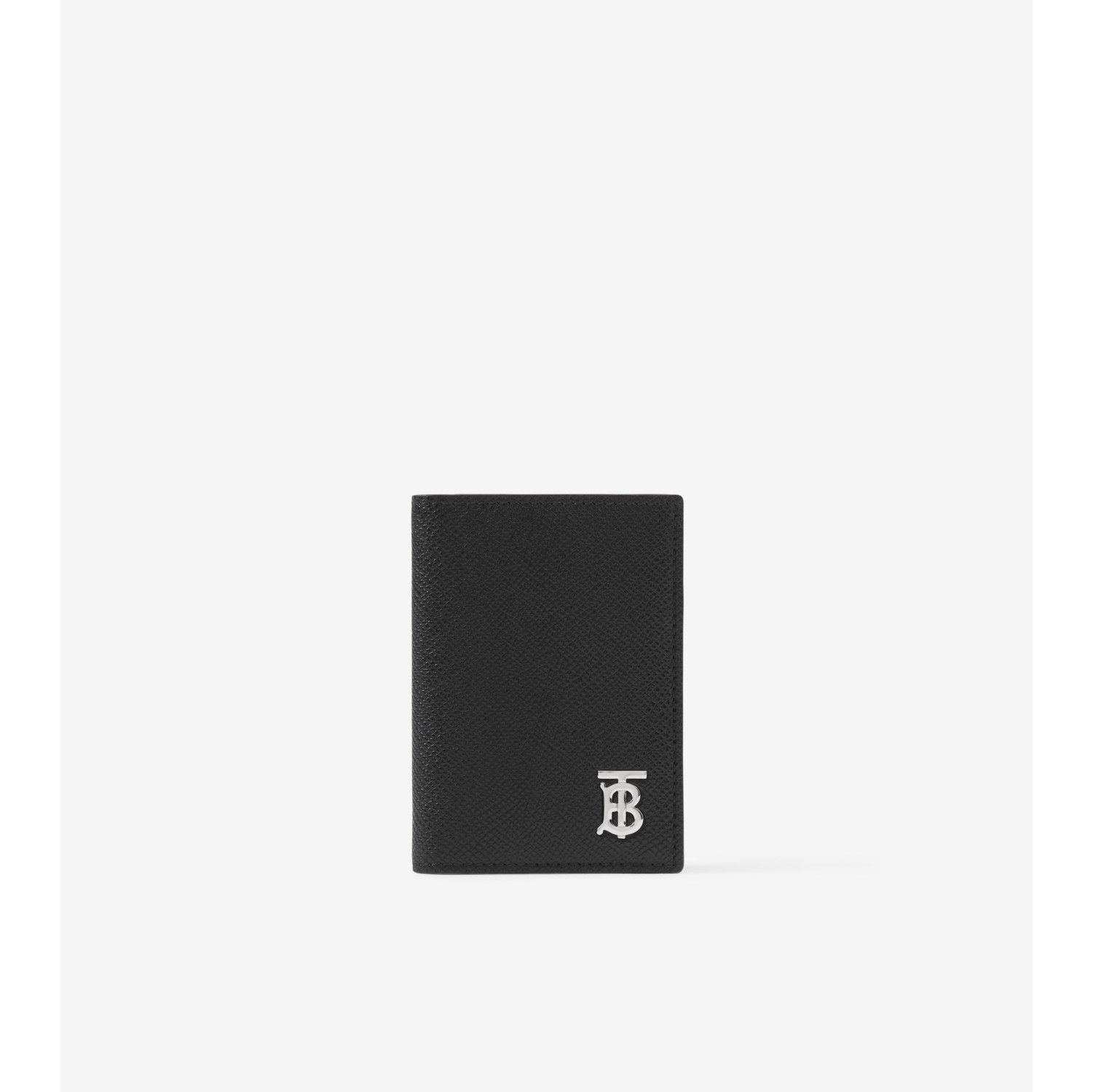 Grainy Leather TB Card Case in Black - Men