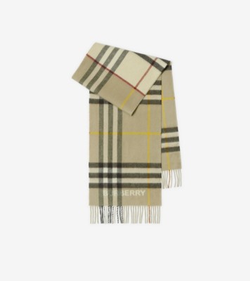 Contrast Check Cashmere Scarf in Archive beige/birch brown
