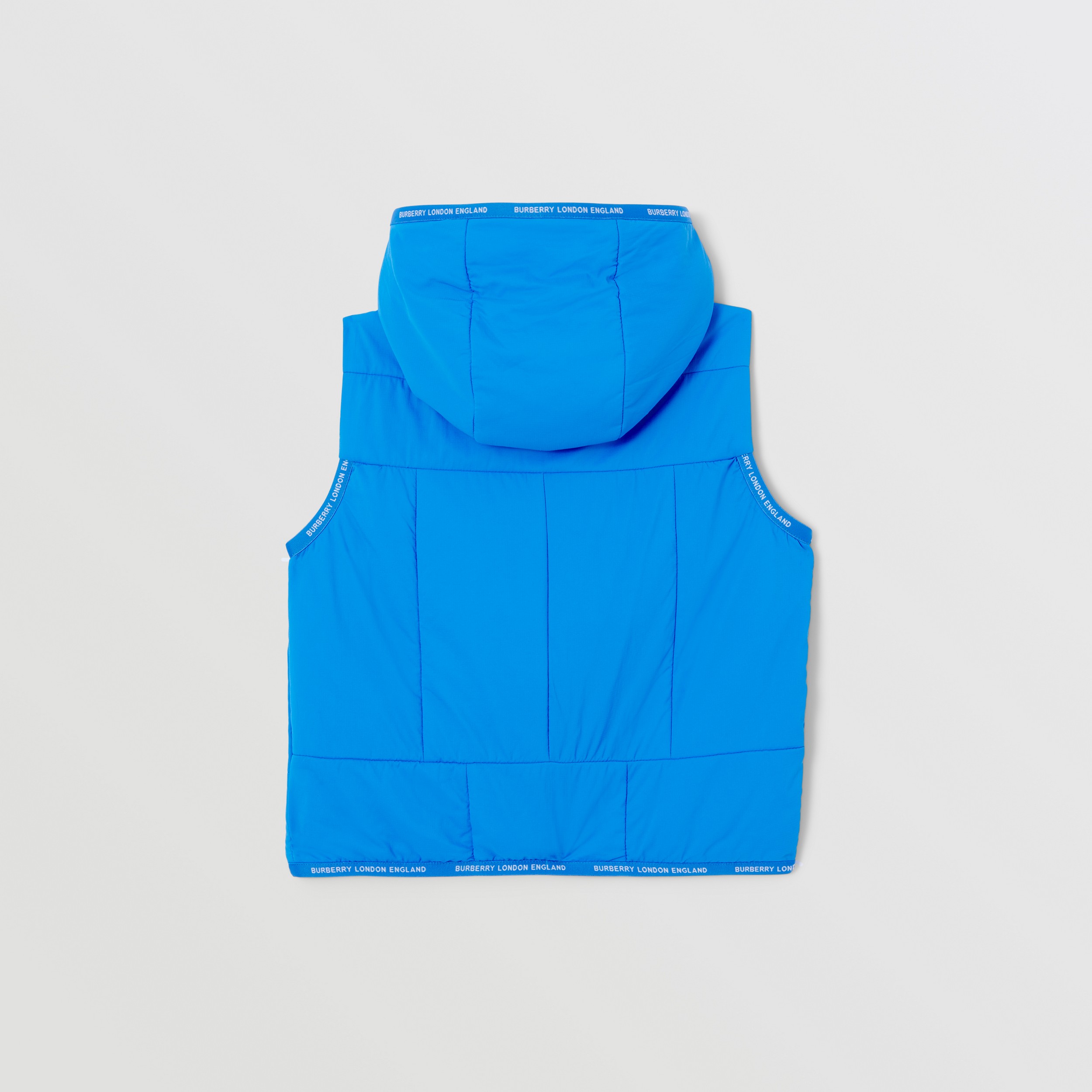 Logo Tape Nylon Hooded Gilet in Canvas Blue | Burberry® Official - 3