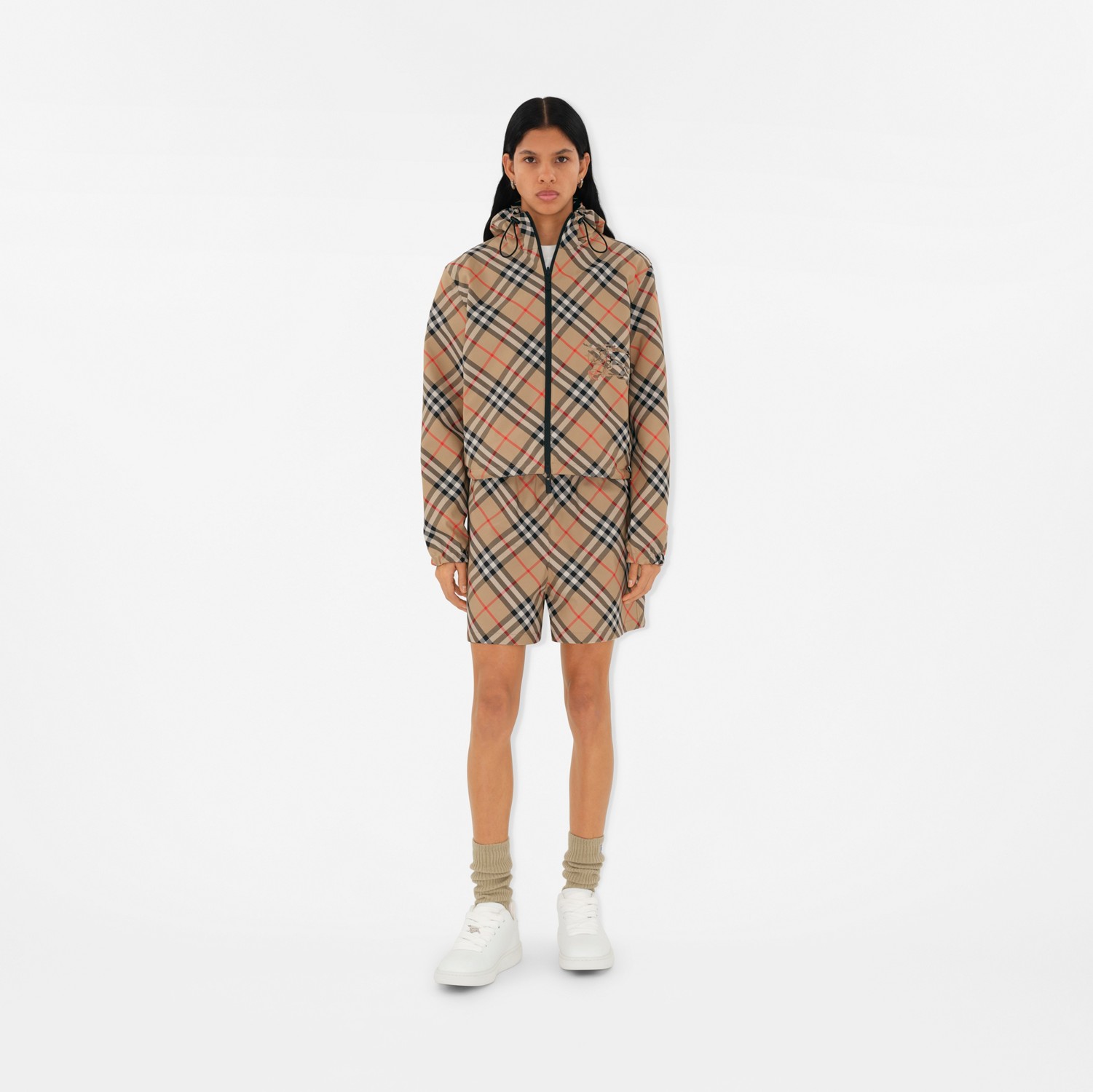 Cropped Reversible Check Jacket