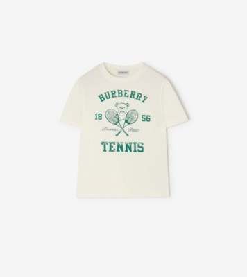 Tennis Bear Cotton T-shirt in Chalk white | Burberry® Official