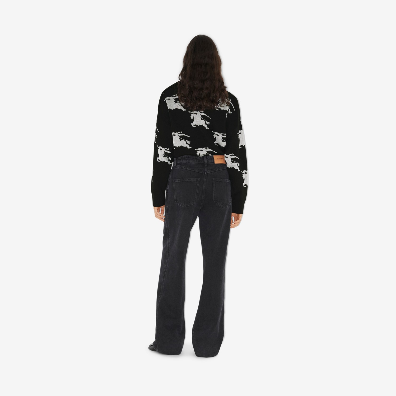 EKD 코튼 실크 자카드 스웨터 (블랙/화이트) - 여성 | Burberry®