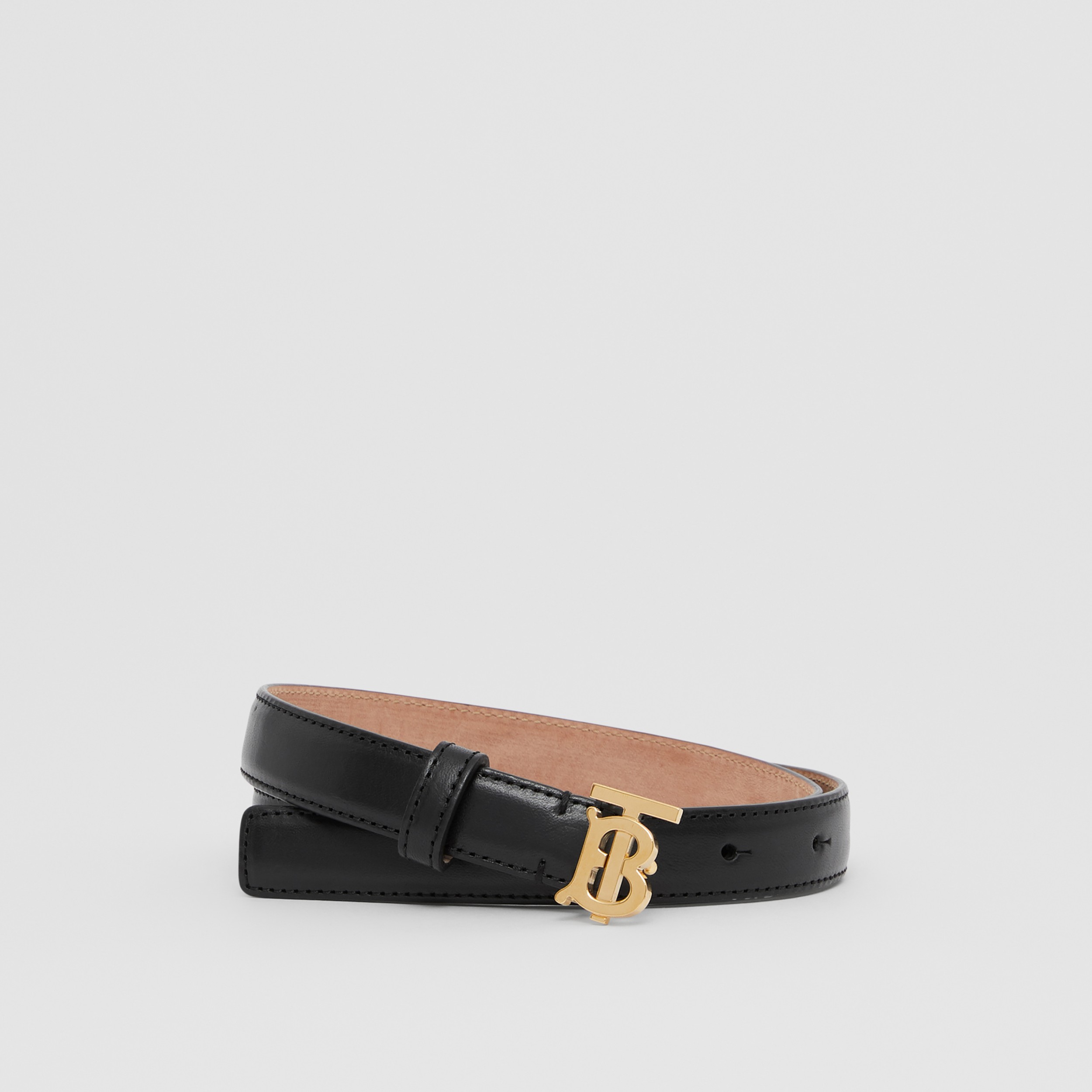 Monogram Leather Belt in Black/light Gold - Women | Burberry Hong S.A.R.,