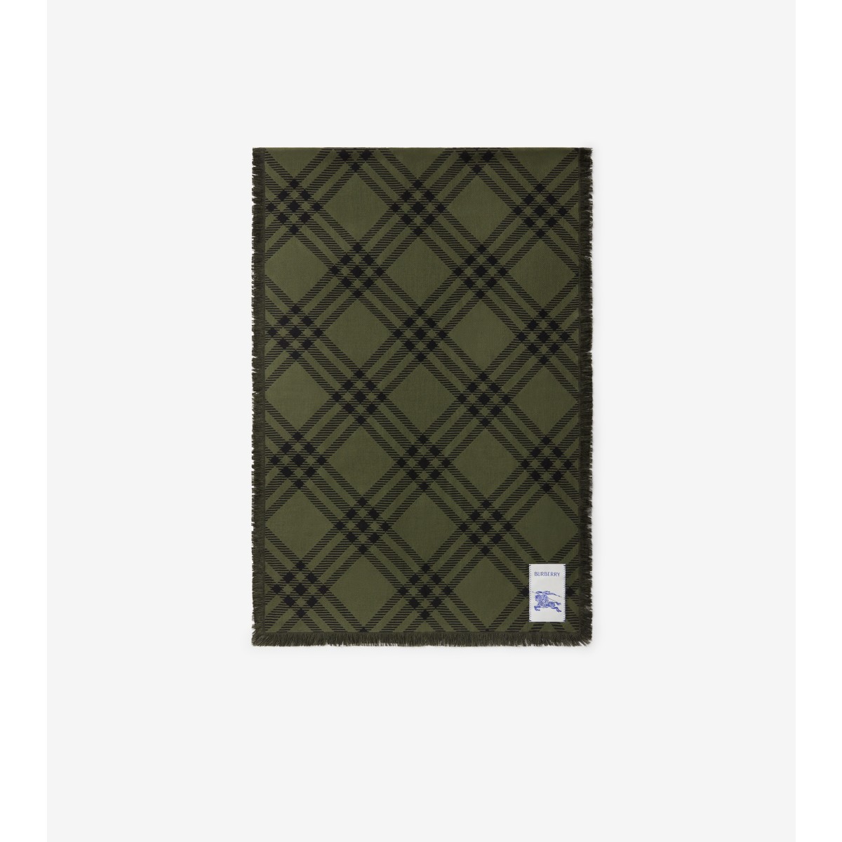 Shop Burberry Wide Check Wool Silk Scarf