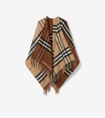 Burberry Neutral Vintage Check Knitted Cape - Women's - Cashmere/wool in  Black