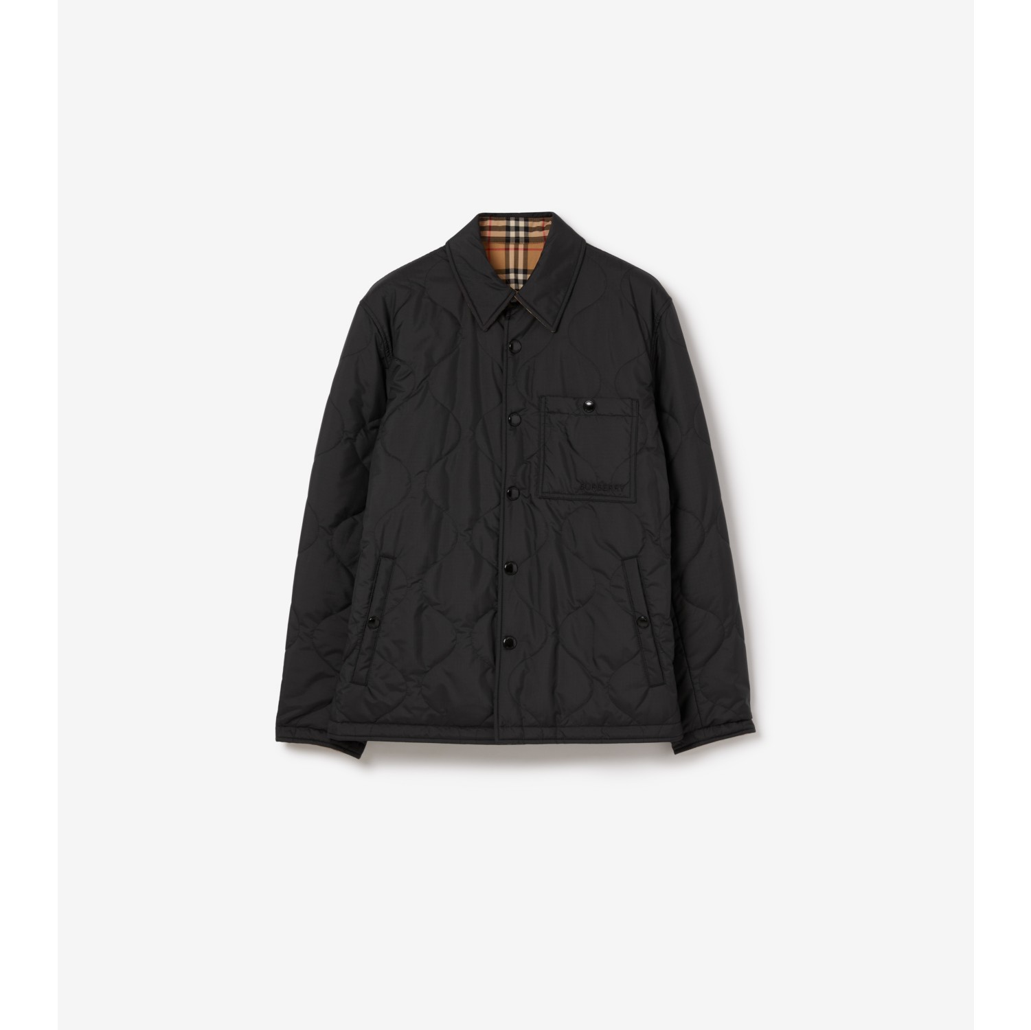 Reversible Thermoregulated Overshirt in Black - Men | Burberry 