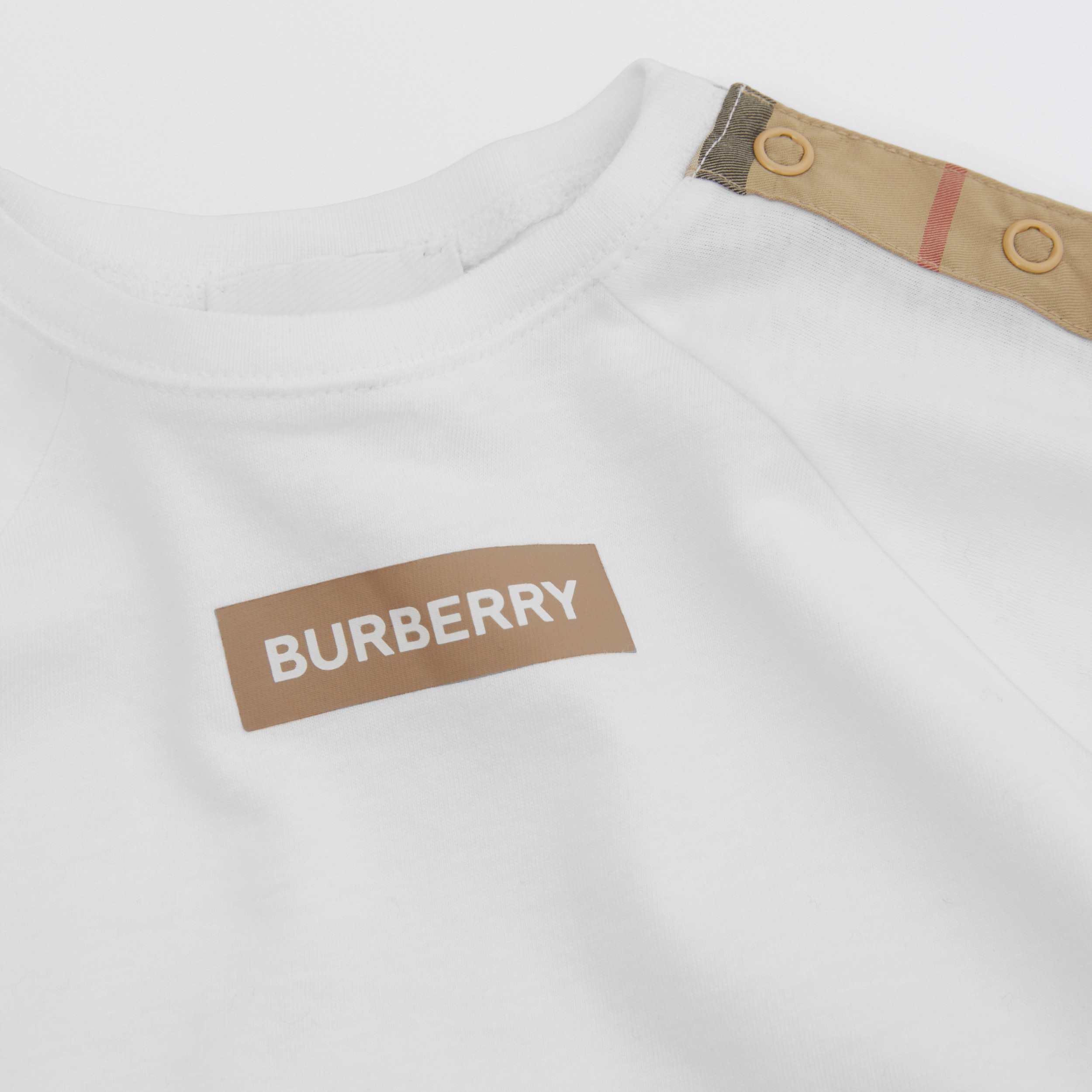 徽标装饰棉质连身衣 (白色) - 儿童 | Burberry® 博柏利官网 - 2