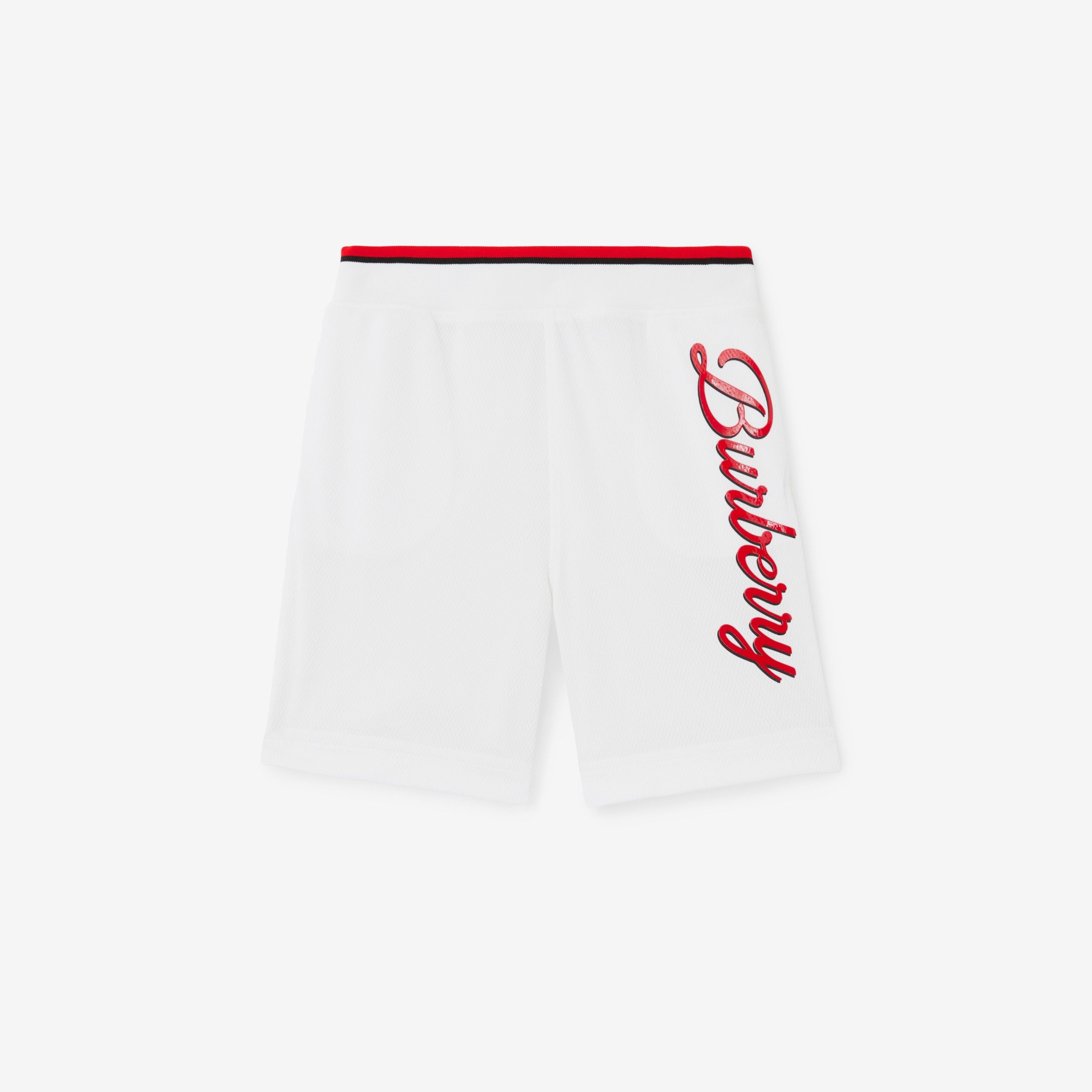 Logo Script Jersey Mesh Shorts in White | Burberry® Official