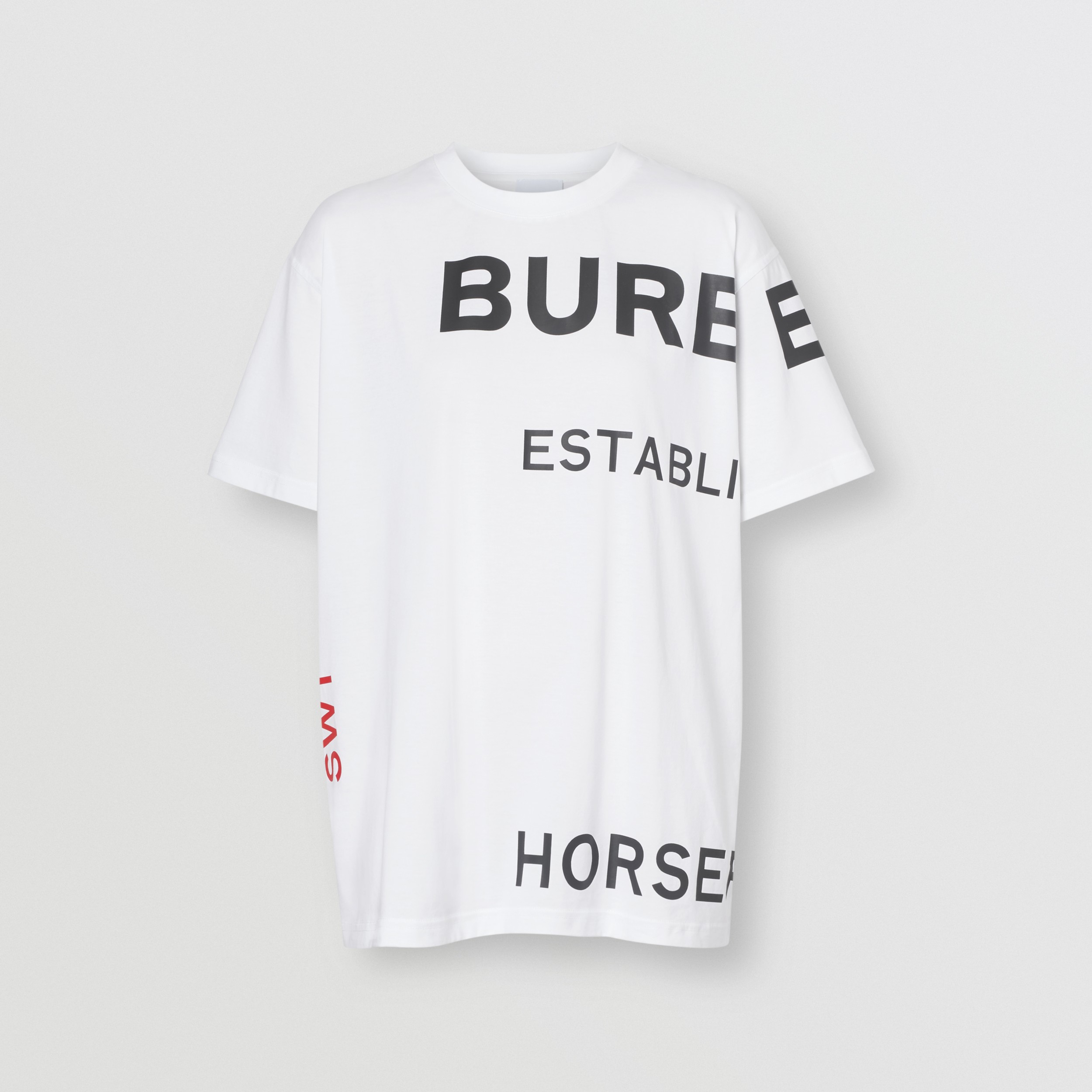 Horseferry Print Cotton Oversized T-shirt in White | Burberry United States