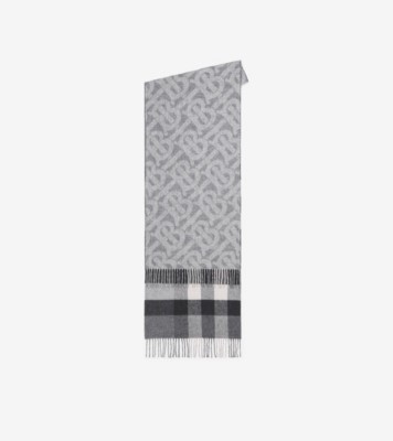 Check Cashmere Reversible Scarf in Mid grey Burberry Official