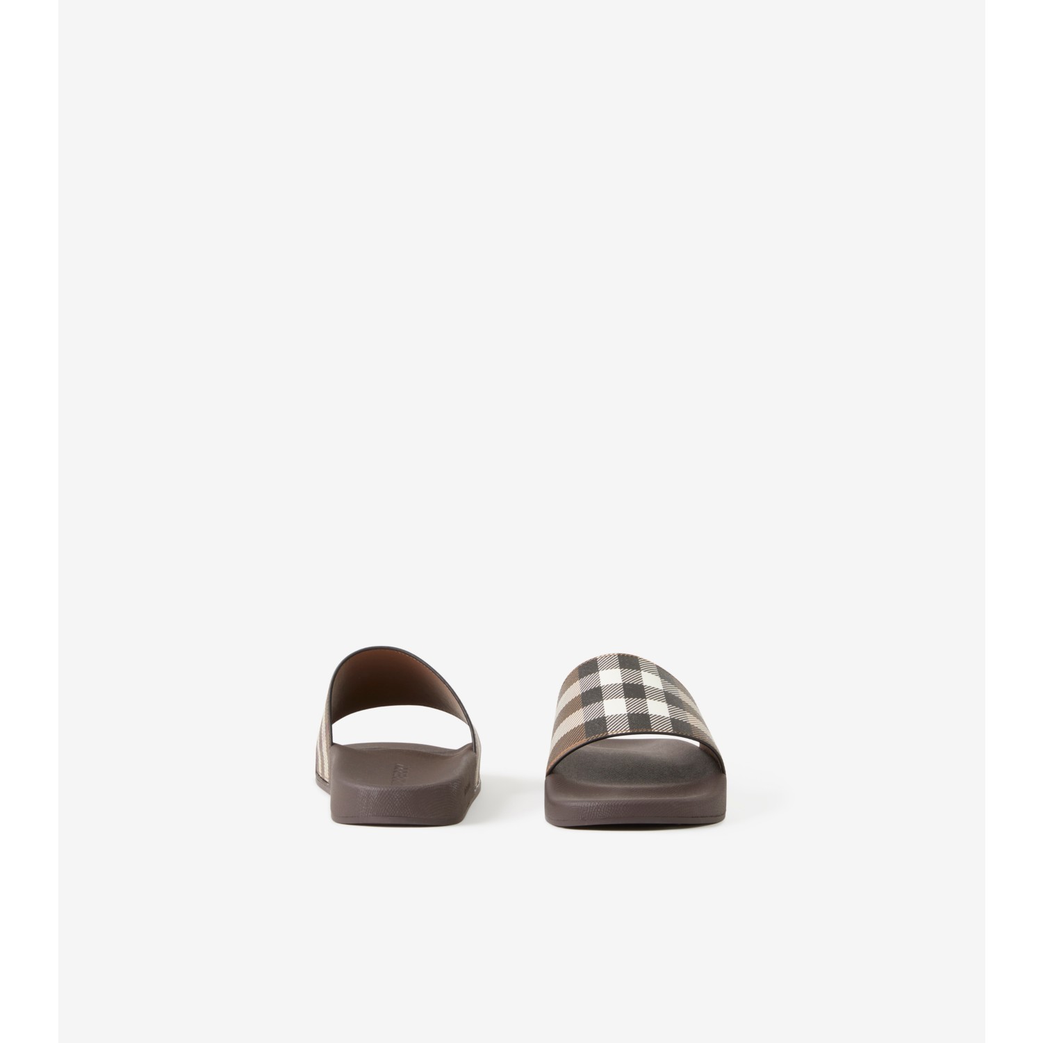 Check Print Slides in Dark birch brown Men Burberry Official