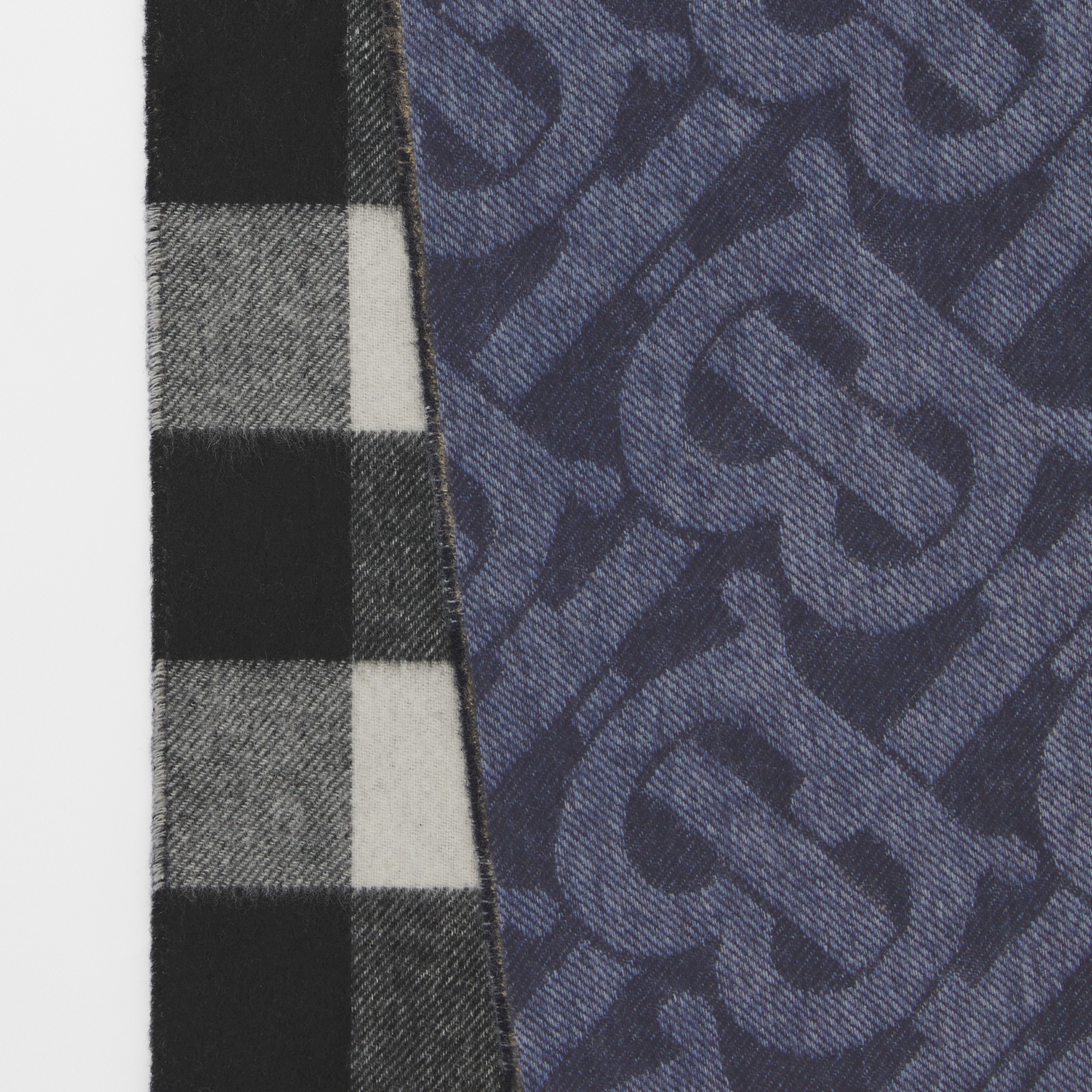 Reversible Check and Monogram Cashmere Scarf in Indigo | Burberry® Official - 2