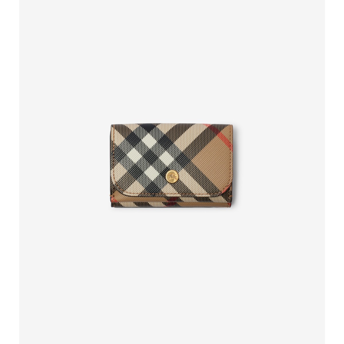 Shop Burberry Check Compact Wallet In Sand