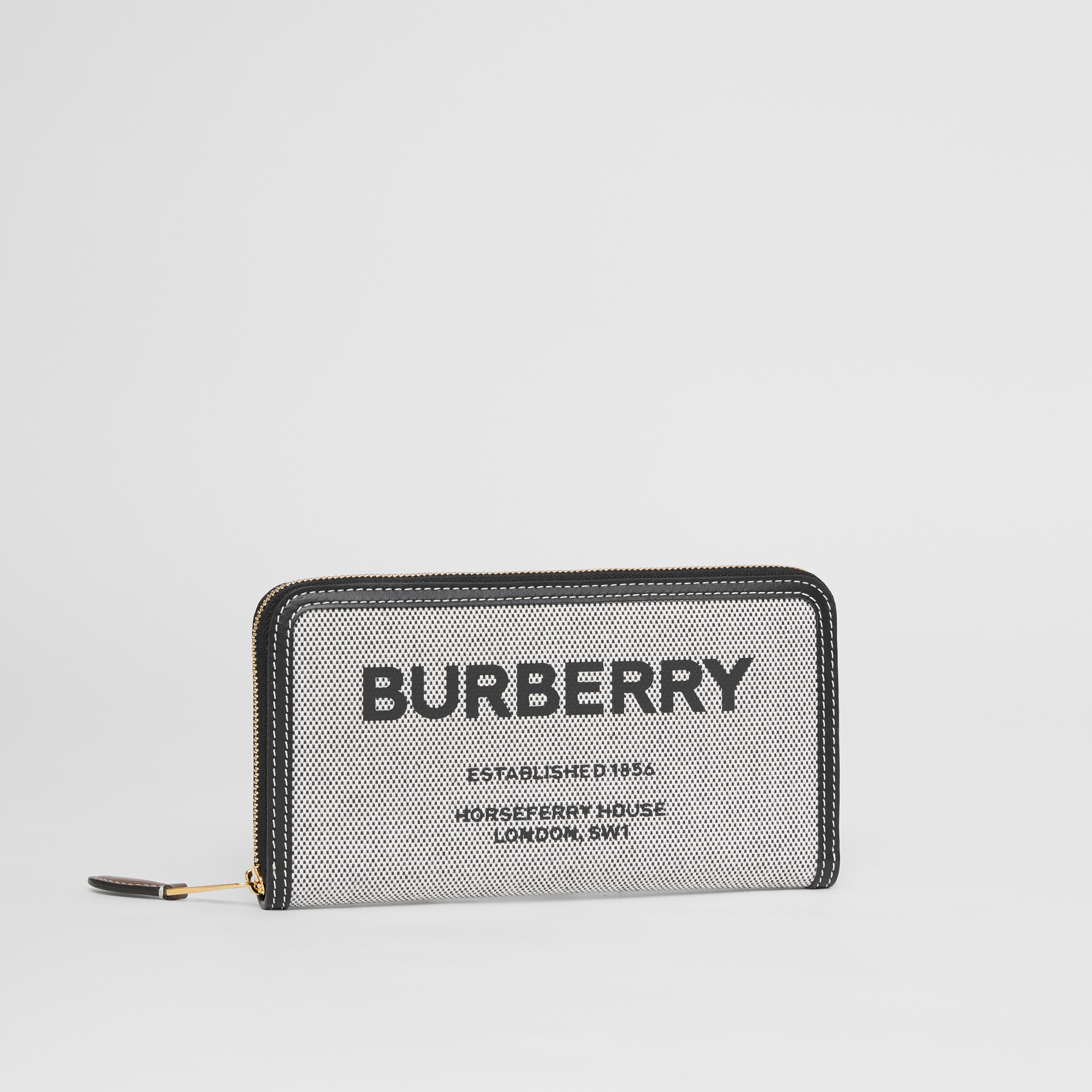 Brieftasche aus Canvas und Leder mit Horseferry-Aufdruck und Reißverschluss (Schwarz/hellbraun) - Damen | Burberry® - 4