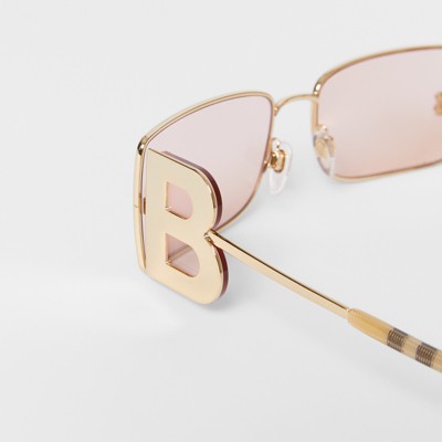 Rectangular Frame Sunglasses in Gold 
