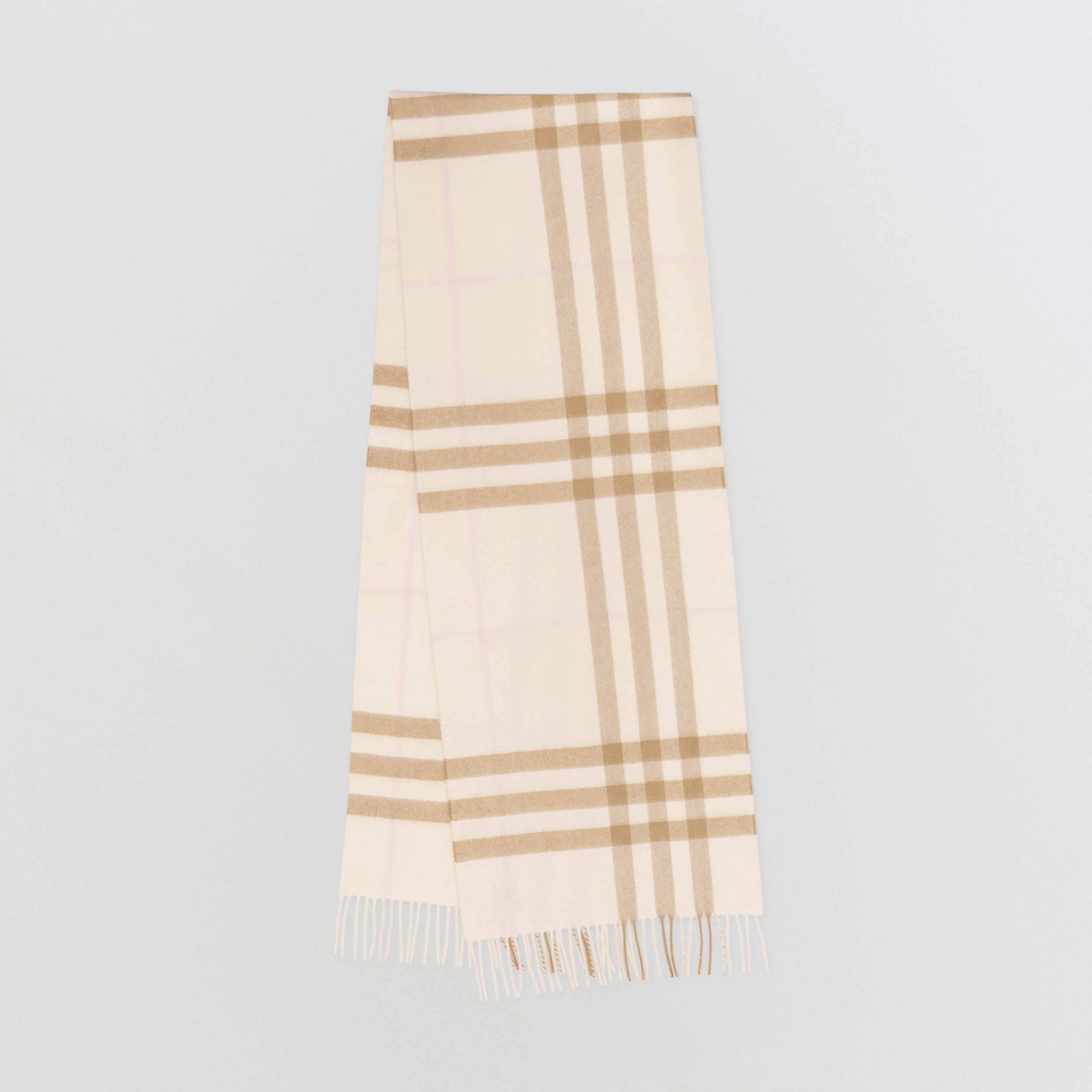 Burberry 格纹羊绒围巾 (白色 / 雪花石色) | Burberry® 博柏利官网 - 1