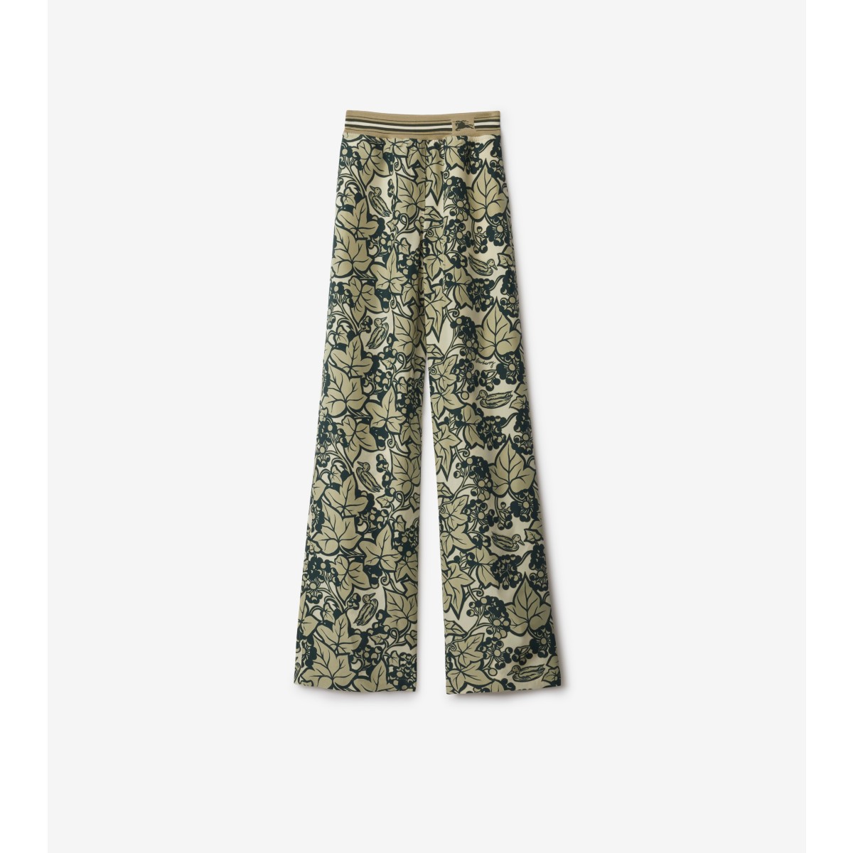 Burberry Graphic-print Silk Trousers In Safari