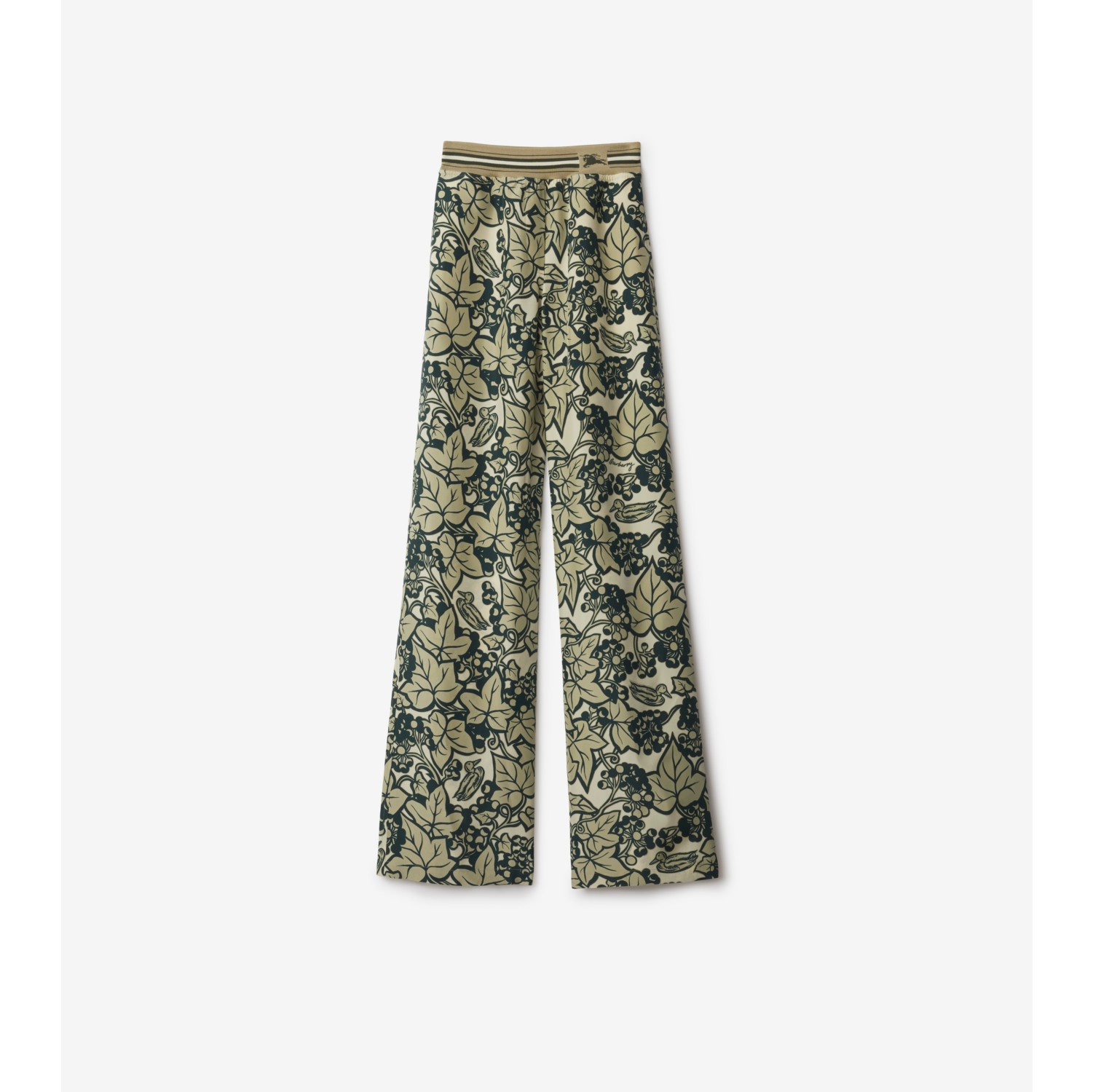 Pantalon en soie à motif lierre