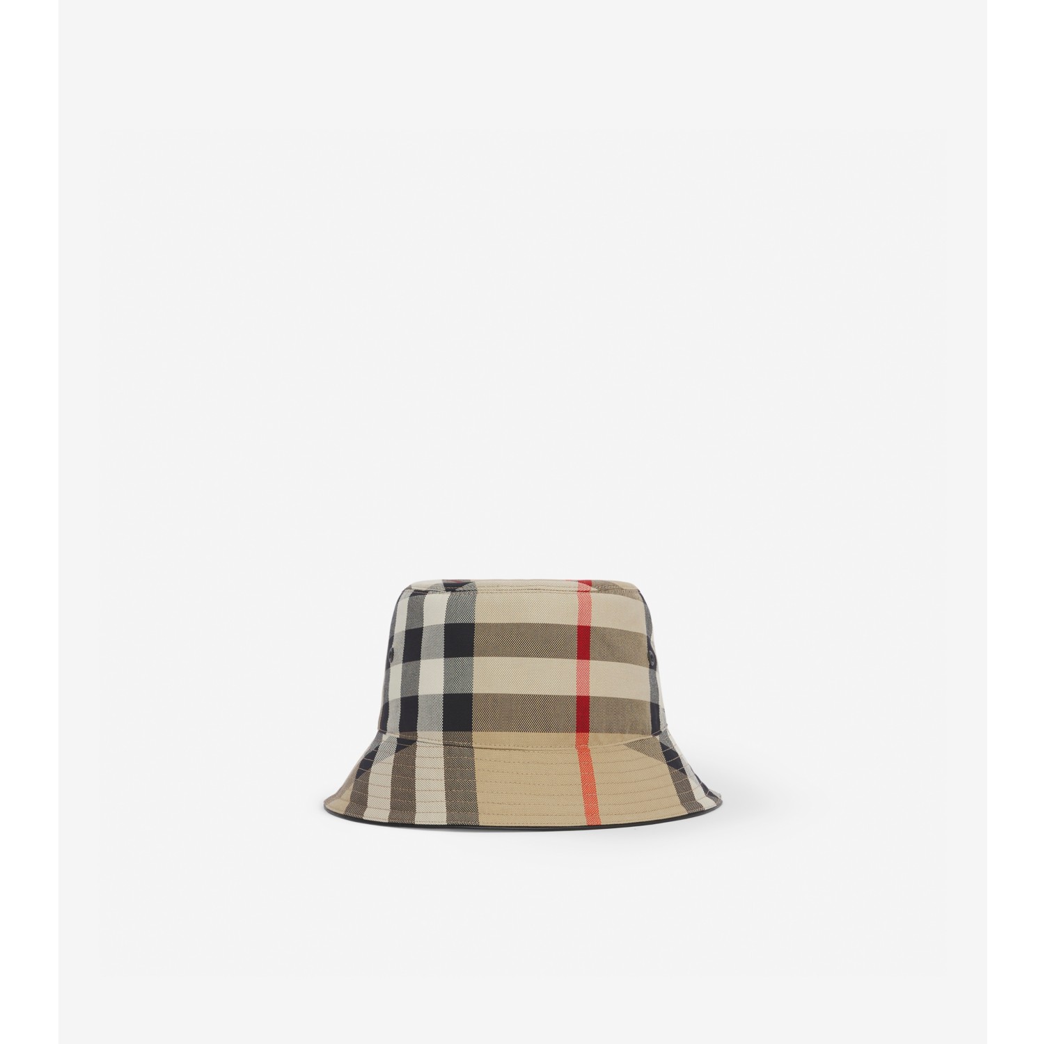 Exaggerated Check Cotton Bucket Hat in Archive beige | Burberry® Official